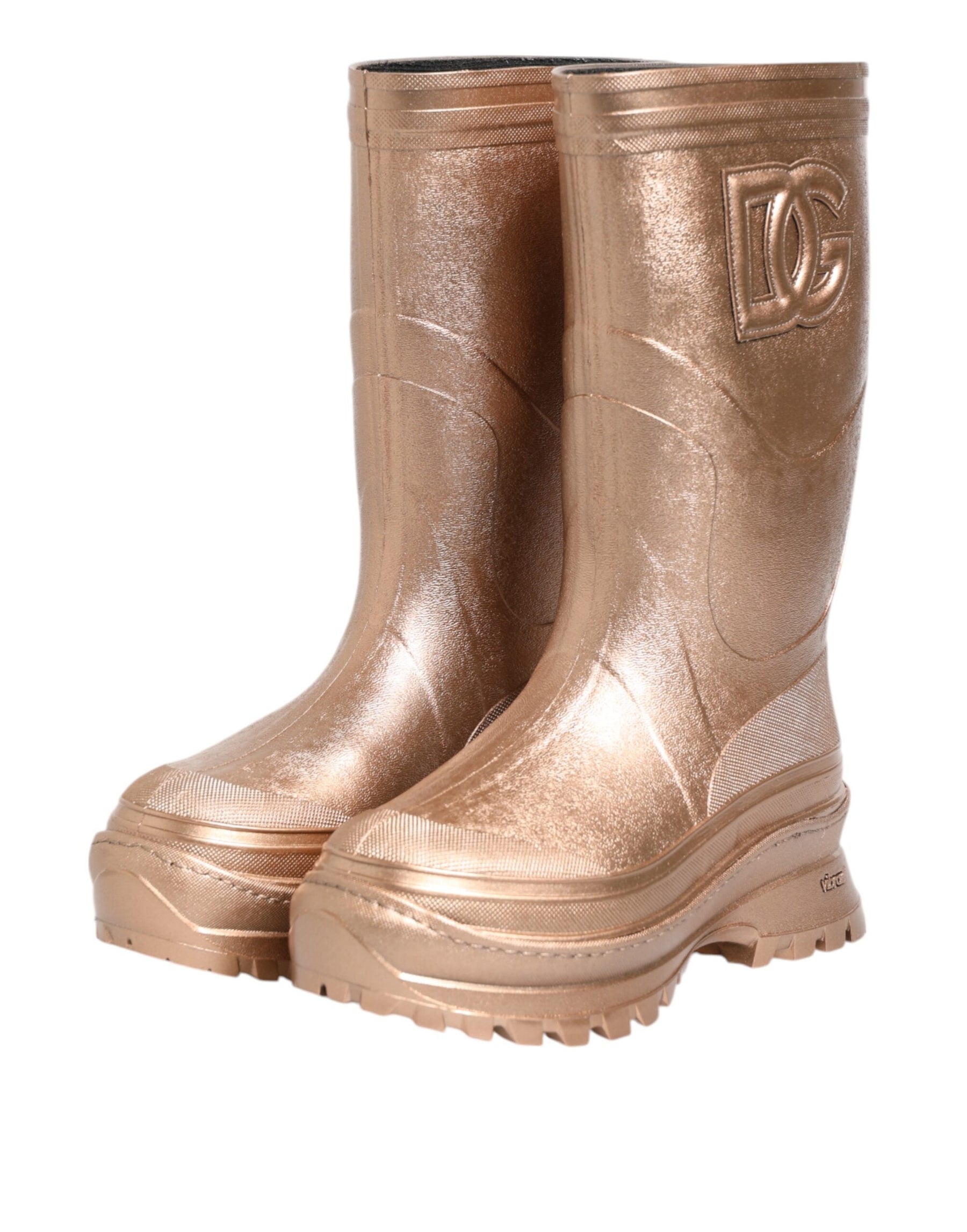 Dolce & Gabbana Rose Gold Rubber Pull On Rain Boots  Shoes | Regal Royce