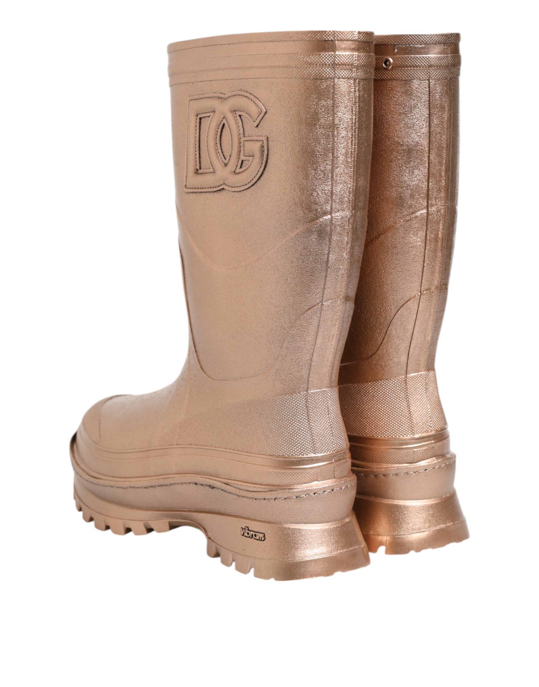 Dolce & Gabbana Rose Gold Rubber Pull On Rain Boots  Shoes | Regal Royce