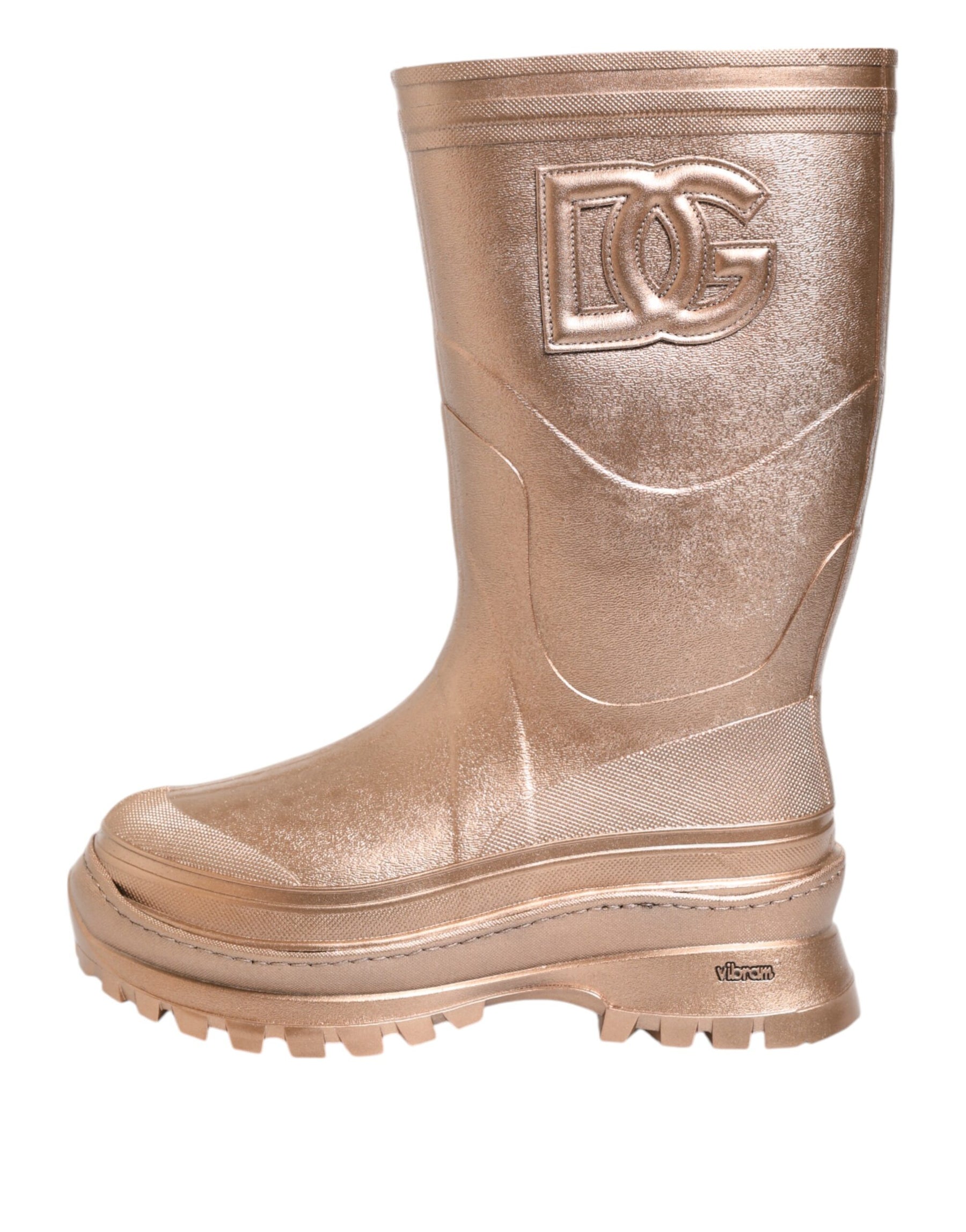 Dolce & Gabbana Rose Gold Rubber Pull On Rain Boots  Shoes | Regal Royce
