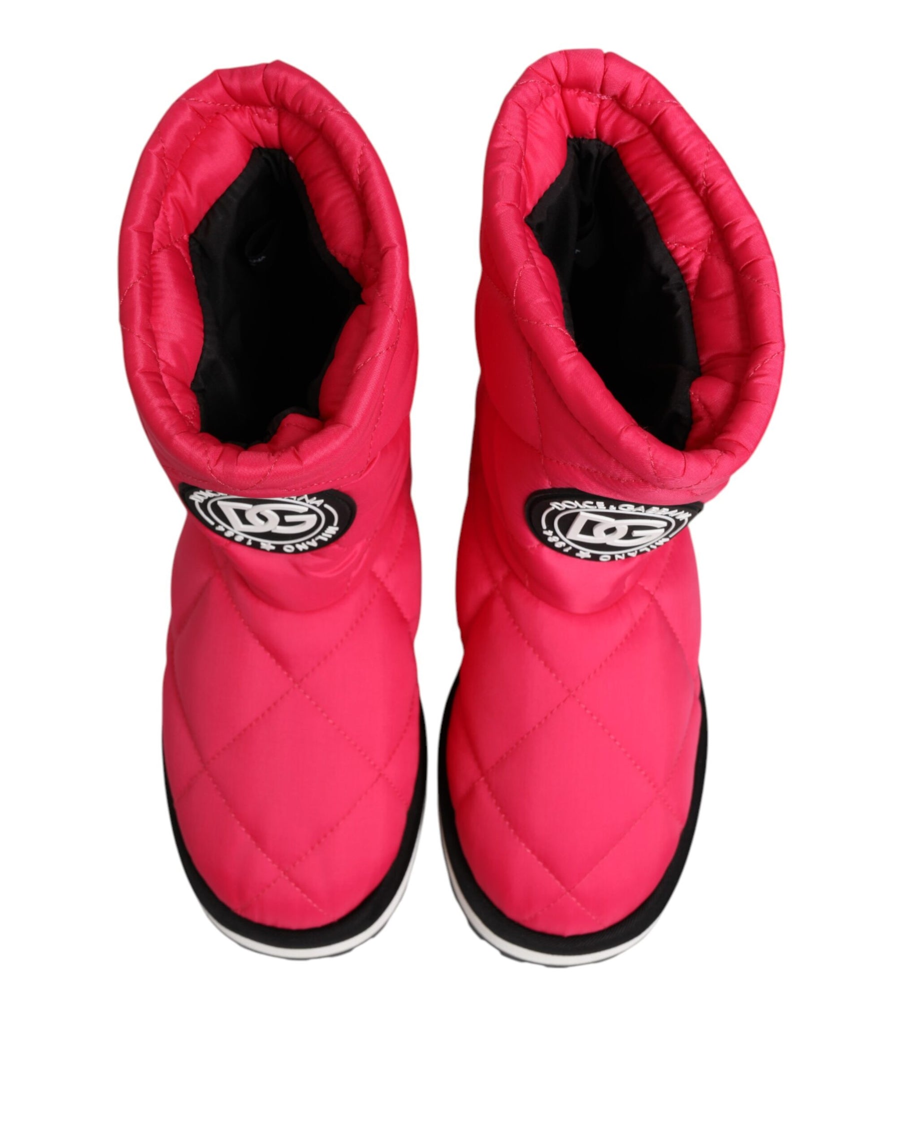 Dolce & Gabbana Pink White Viscose Padded Mid Calf Boots Shoes | Regal Royce