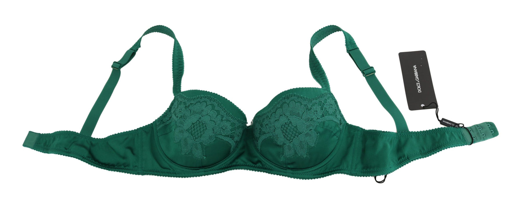 Dolce & Gabbana Green Silk Stretch Floral Lace Bra Underwear | Regal Royce