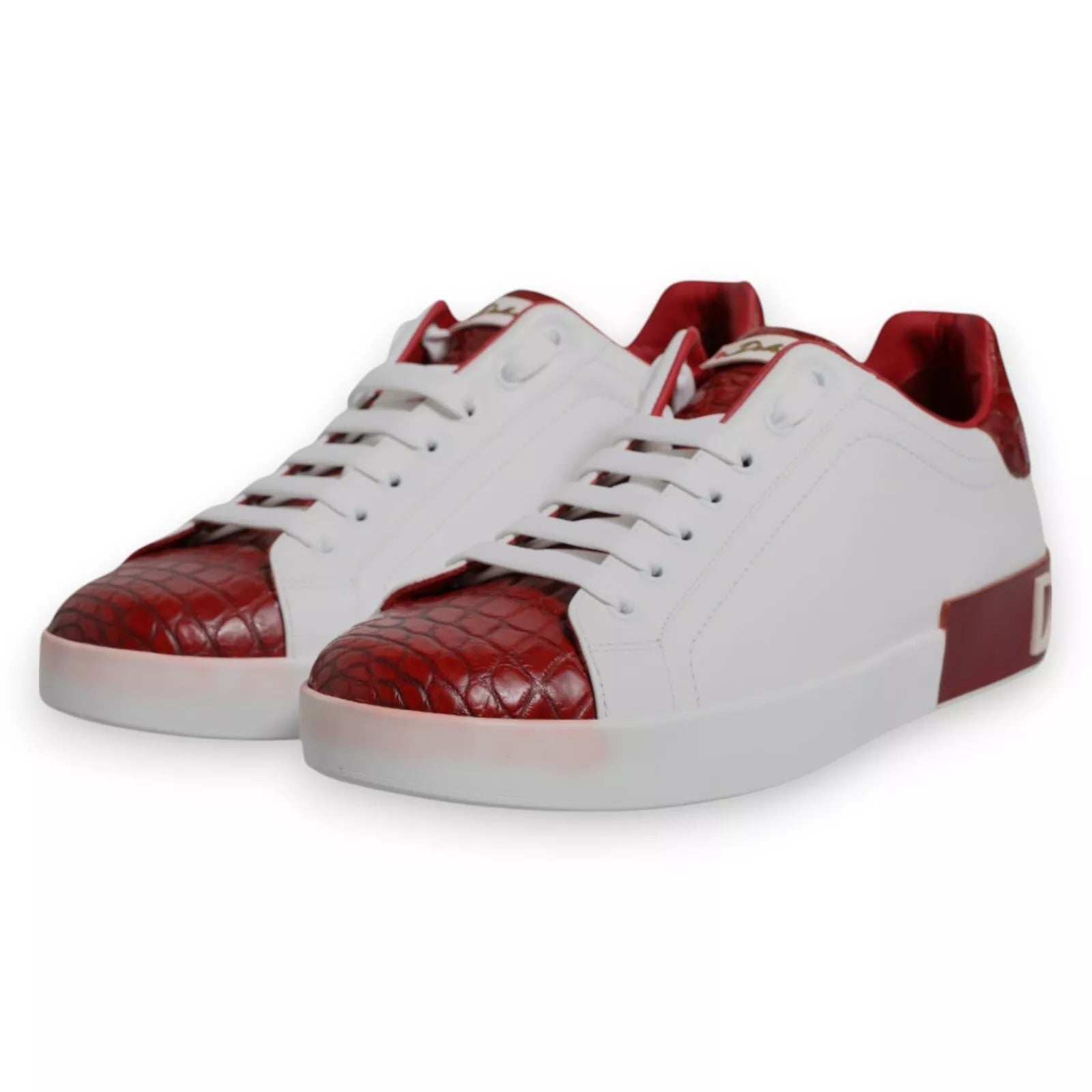 Dolce & Gabbana White Red Leather Logo Portofino Sneaker | Regal Royce