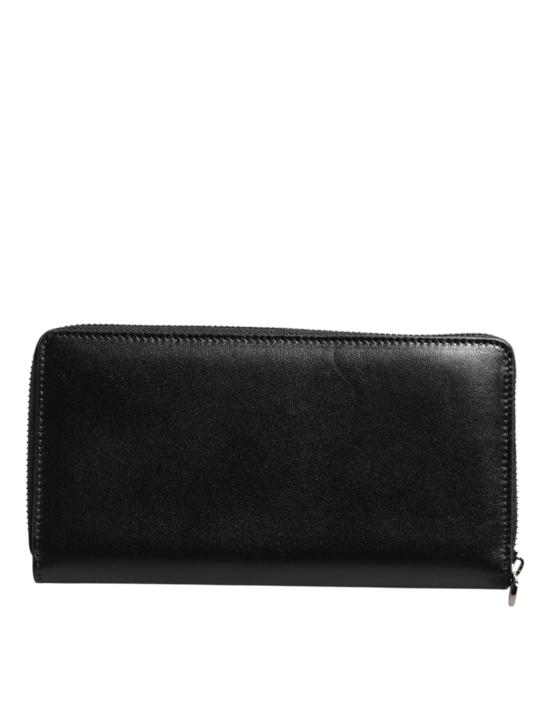 Dolce & Gabbana Black Leather Logo Plaque Zip Around Continental Wallet | Regal Royce