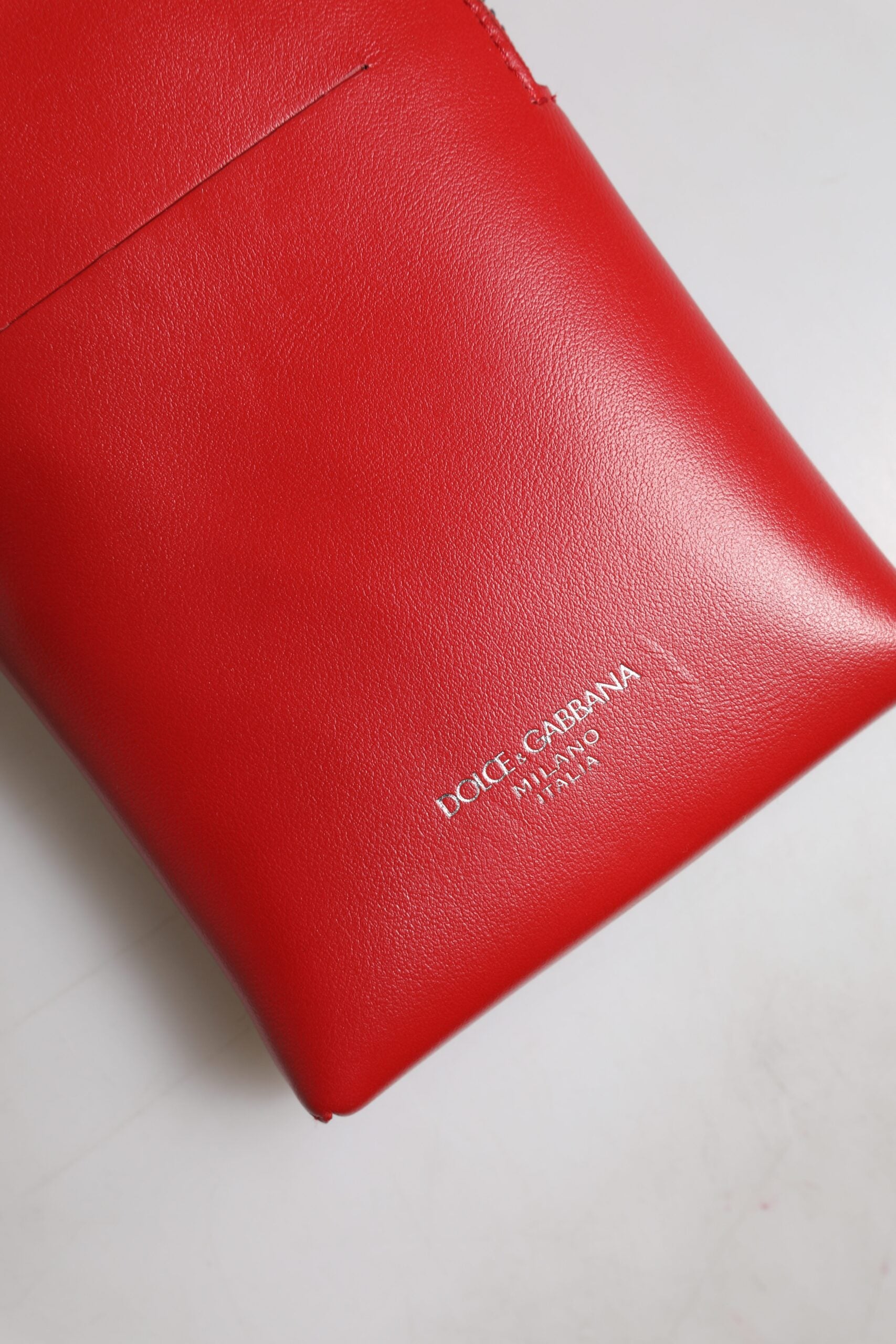 Dolce & Gabbana Red Leather Purse Phone Sling Crossbody Neck Strap Bag | Regal Royce