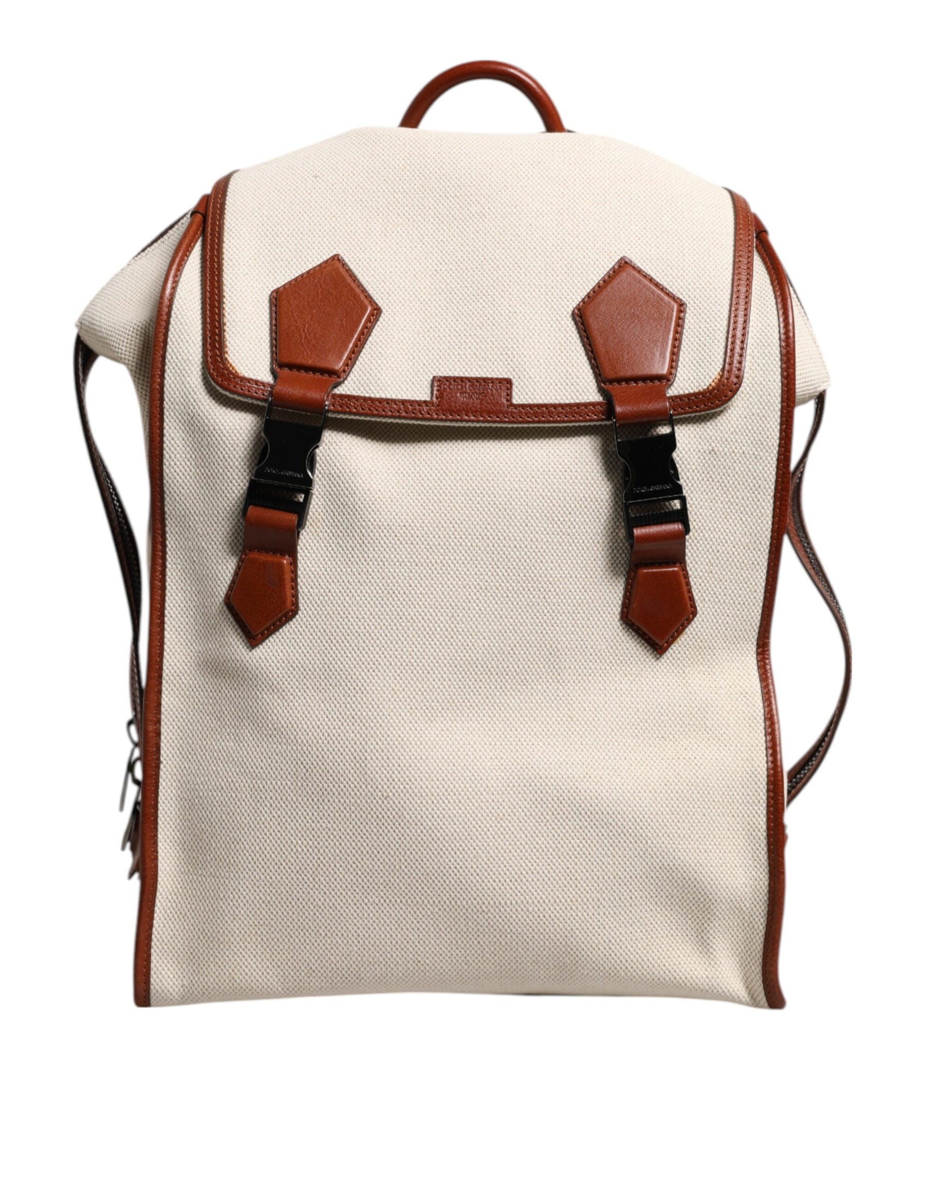 Dolce & Gabbana Beige Brown Canvas Leather EDGE Travel Men Back Pack Bag | Regal Royce