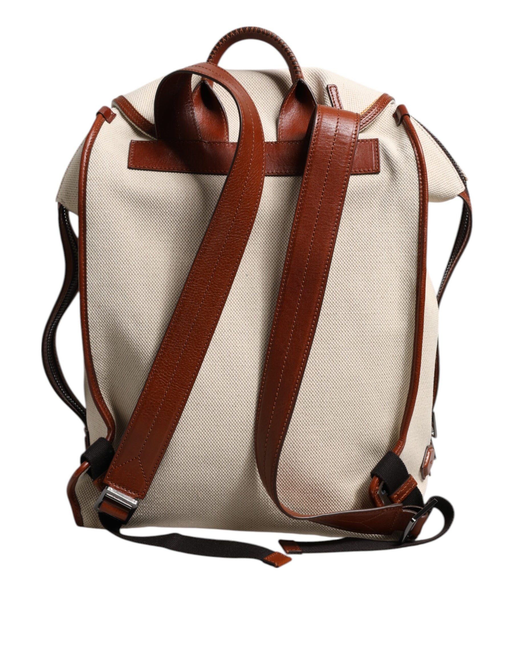 Dolce & Gabbana Beige Brown Canvas Leather EDGE Travel Men Back Pack Bag | Regal Royce