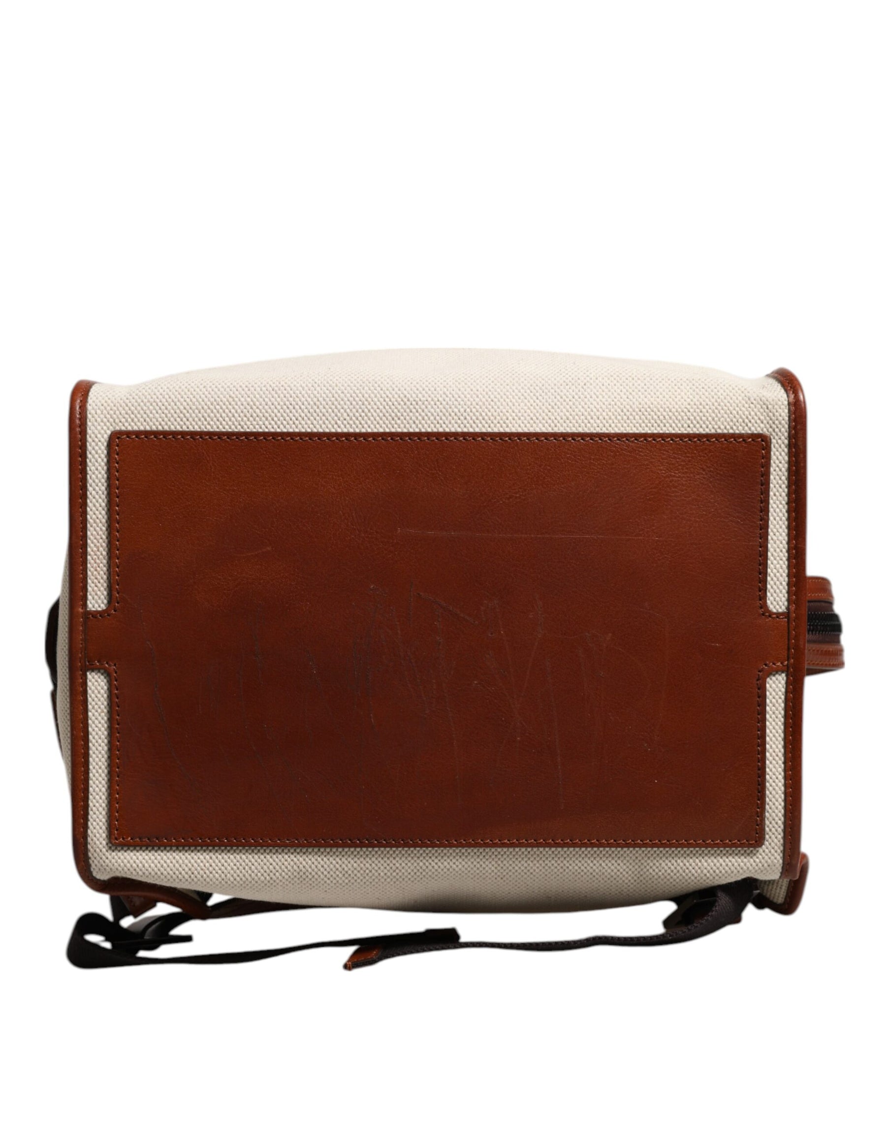 Dolce & Gabbana Beige Brown Canvas Leather EDGE Travel Men Back Pack Bag | Regal Royce