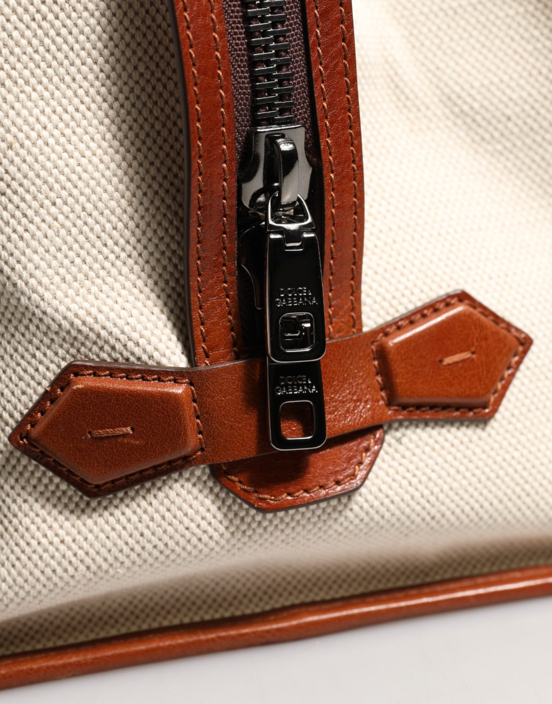 Dolce & Gabbana Beige Brown Canvas Leather EDGE Travel Men Back Pack Bag | Regal Royce