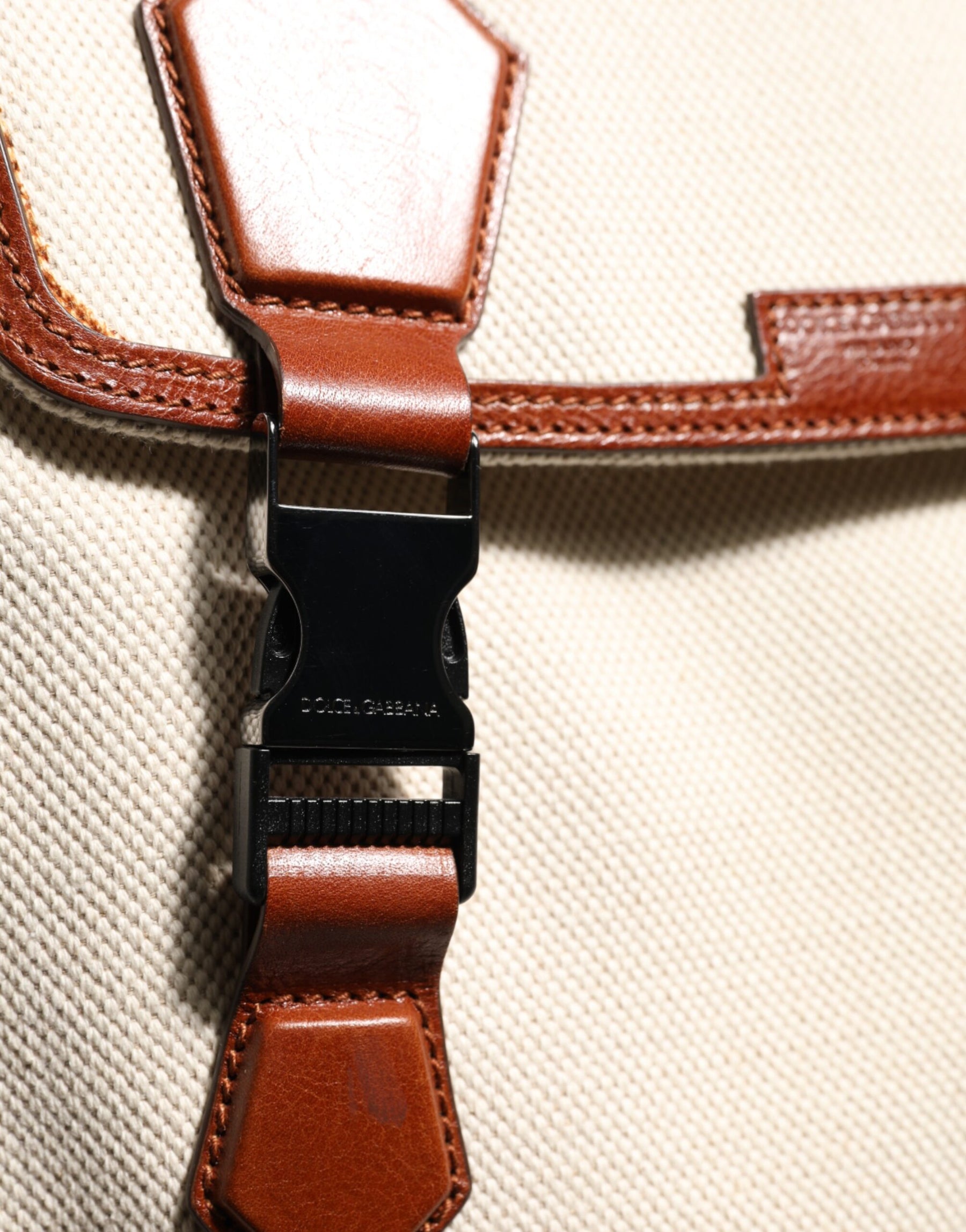 Dolce & Gabbana Beige Brown Canvas Leather EDGE Travel Men Back Pack Bag | Regal Royce
