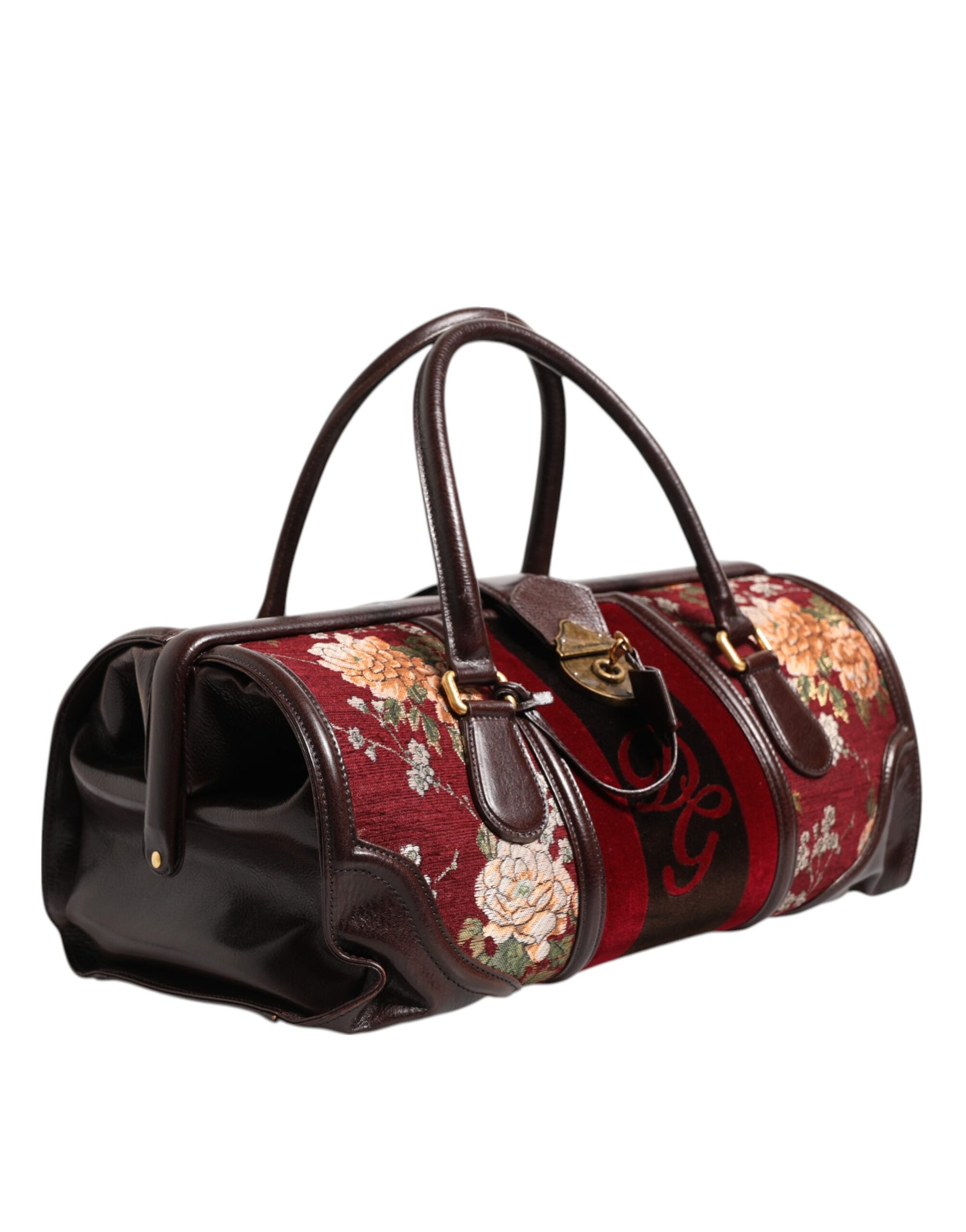 Dolce & Gabbana Multicolor Leather Jacquard Velvet Travel Duffle Bag | Regal Royce