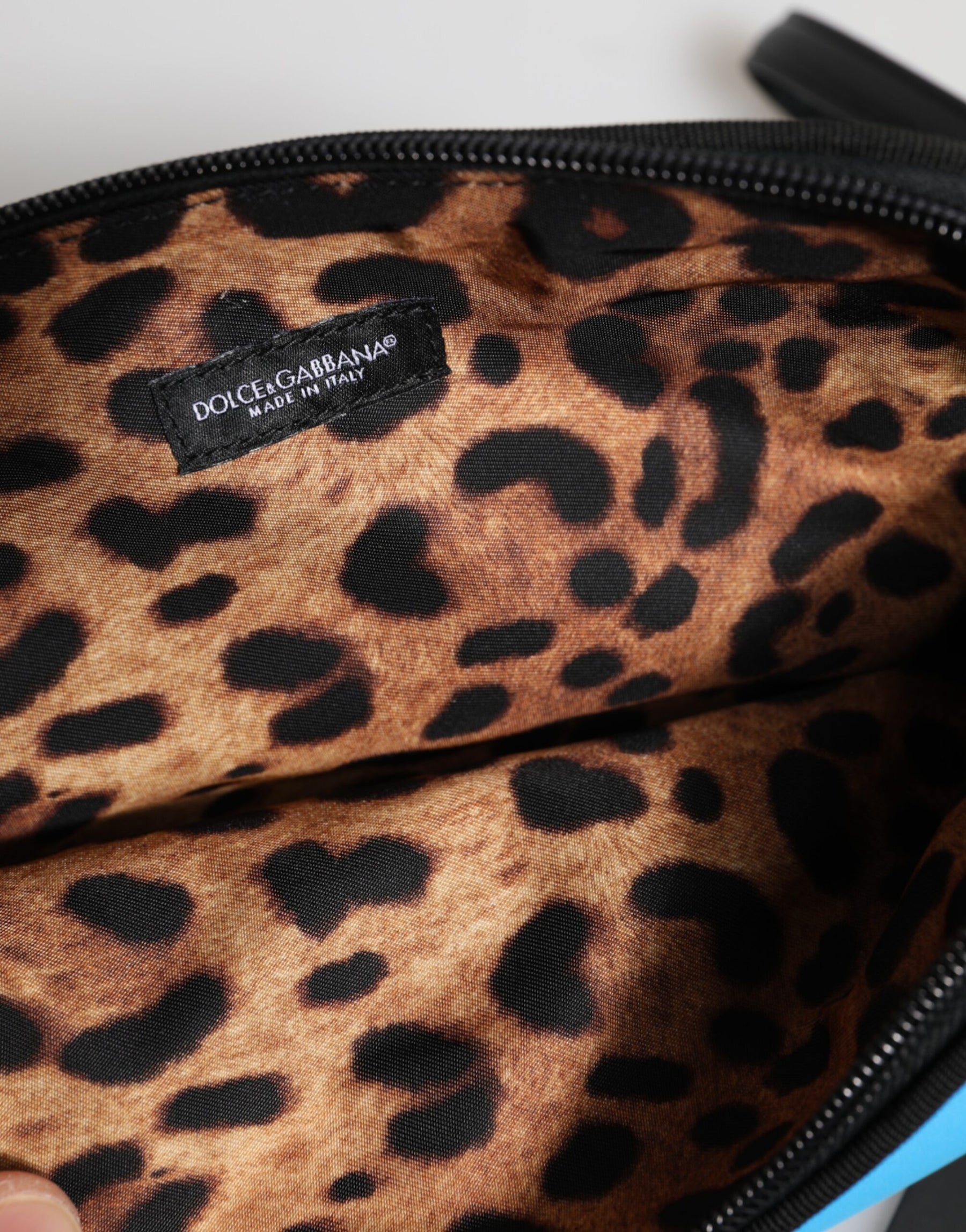 Dolce & Gabbana Blue Nylon DG Logo Print Clutch Zip Pouch Bag | Regal Royce