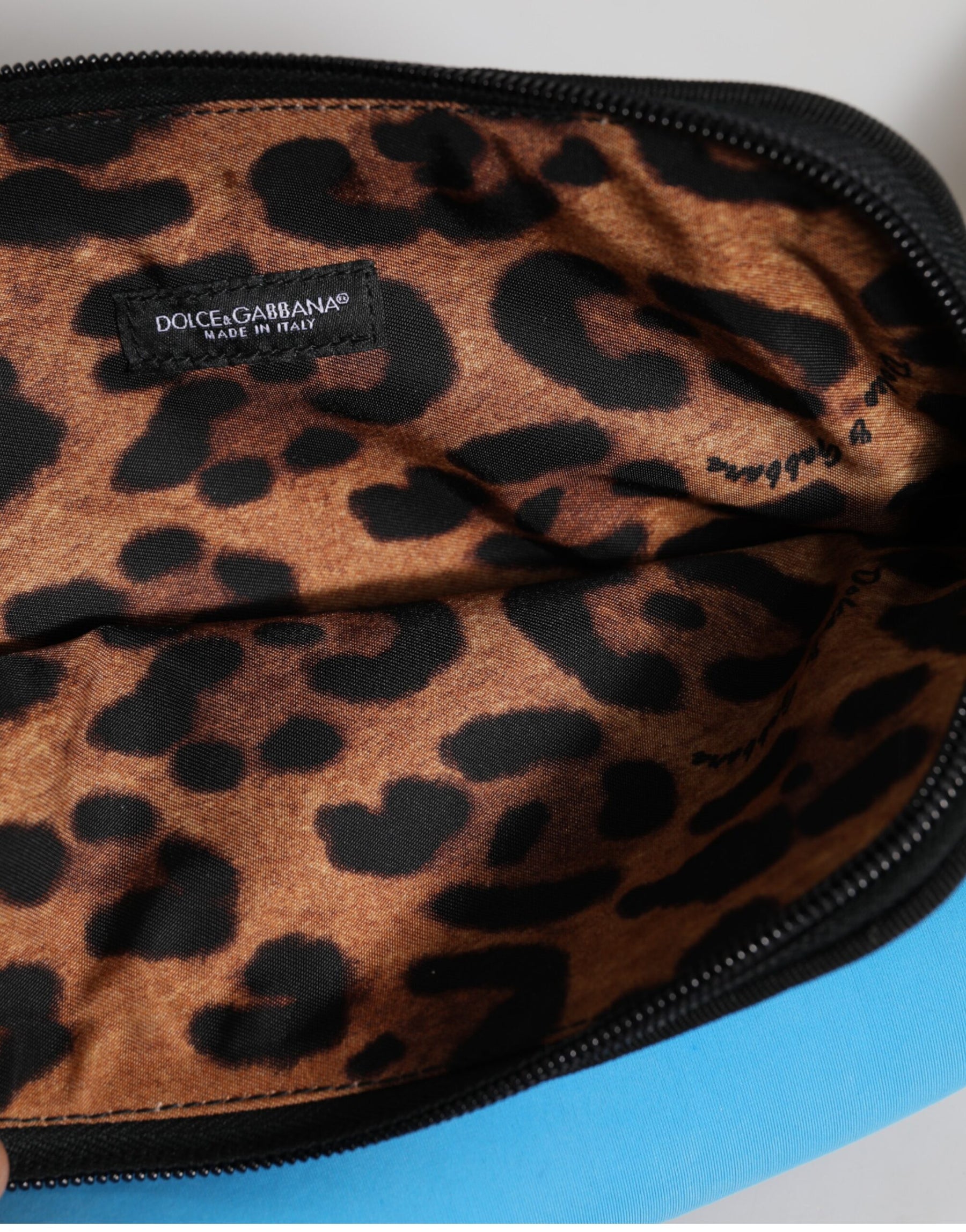 Dolce & Gabbana Blue Nylon DG Logo Print Clutch Zip Pouch Bag | Regal Royce