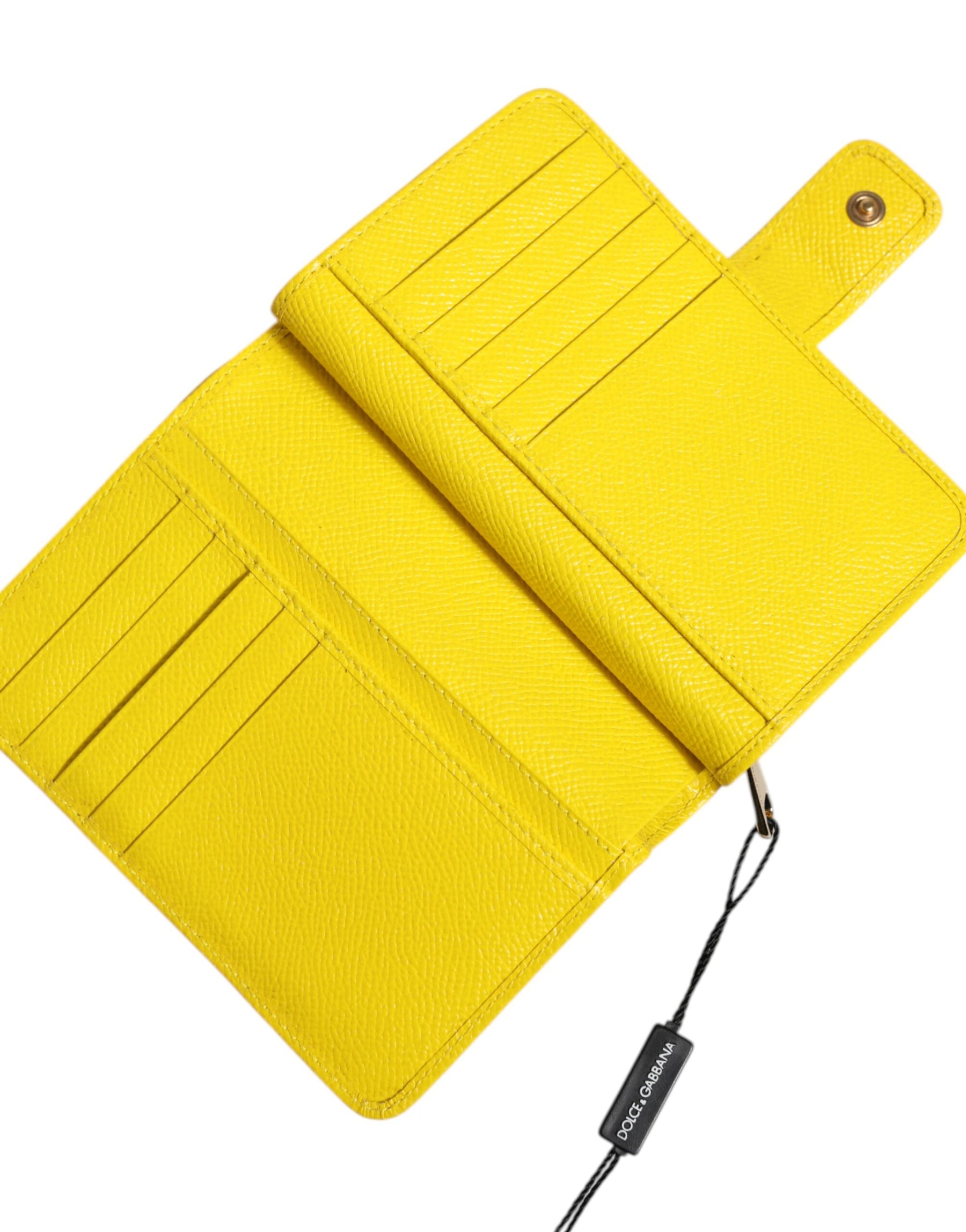 Dolce & Gabbana Yellow Leather Bifold Continental Clutch Wallet | Regal Royce