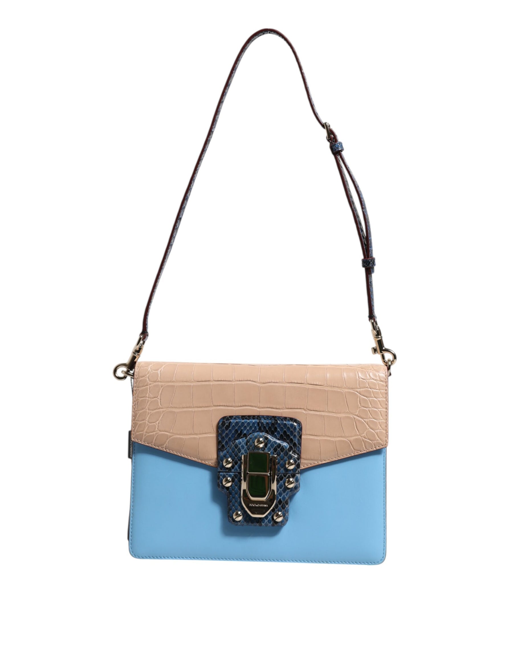 Dolce & Gabbana Blue Beige Exotic Leather LUCIA Crossbody Bag | Regal Royce
