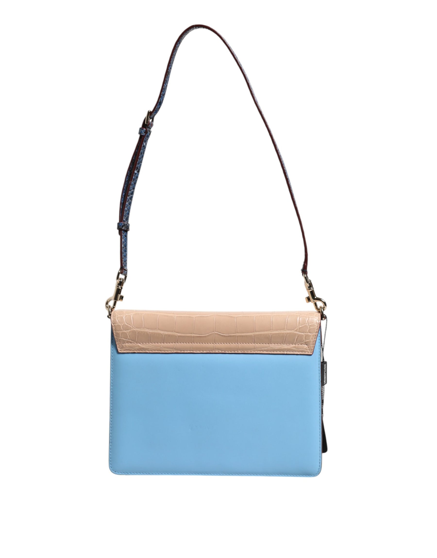Dolce & Gabbana Blue Beige Exotic Leather LUCIA Crossbody Bag | Regal Royce
