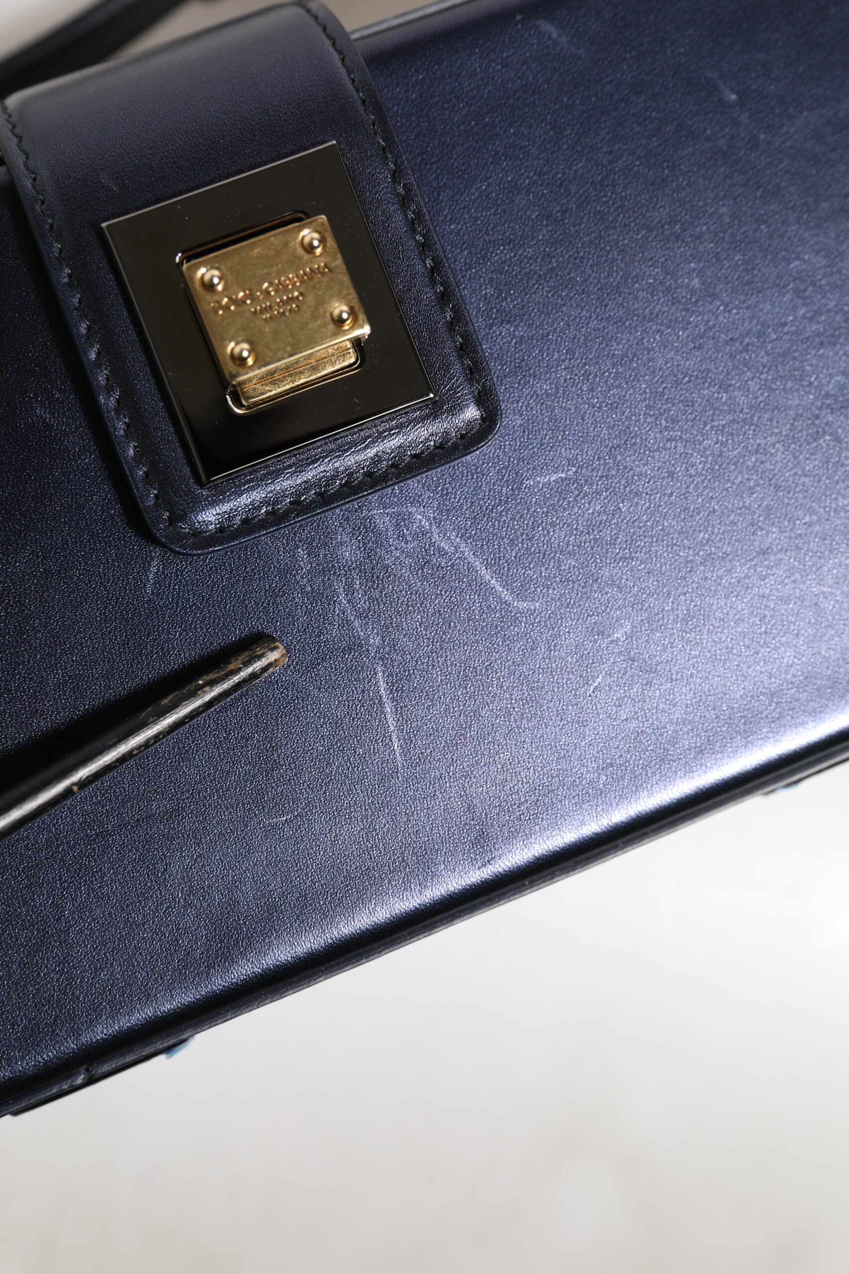 Dolce & Gabbana Blue DG BOX Lambskin Leather Crossbody Strap Bag | Regal Royce