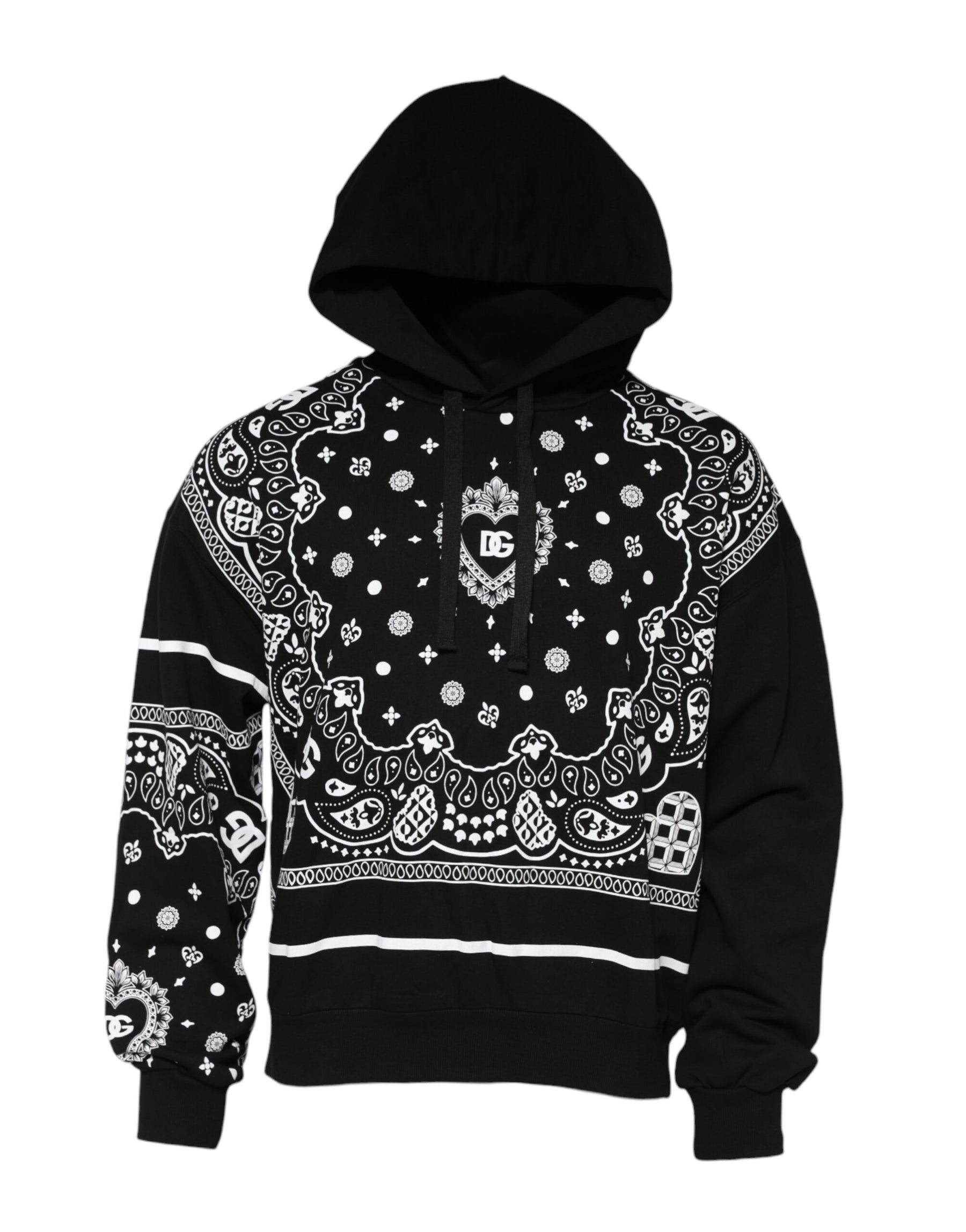 Dolce & Gabbana Black Bandana Hooded Men Sweatshirt Sweater | Regal Royce
