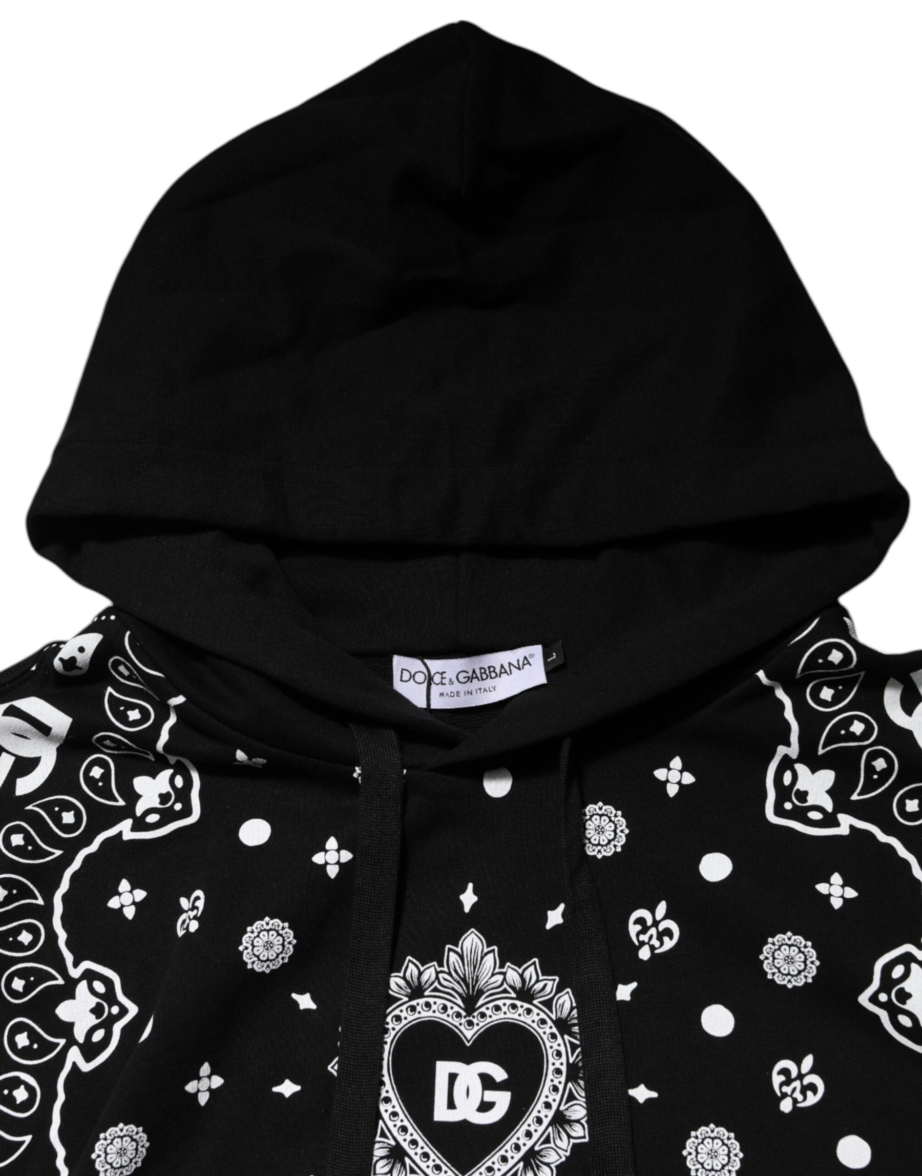 Dolce & Gabbana Black Bandana Hooded Men Sweatshirt Sweater | Regal Royce