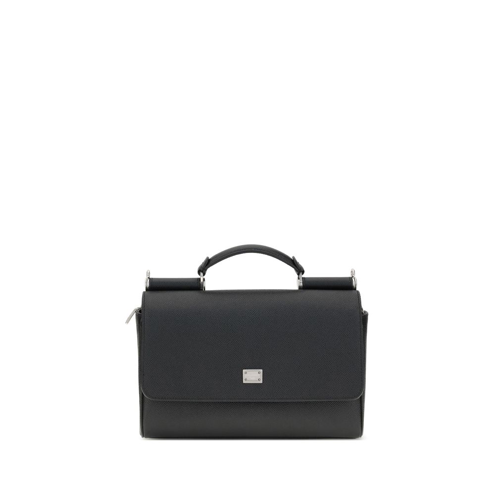 Dolce & Gabbana Black Calf Leather Bos Taurus Shoulder Bag | Regal Royce