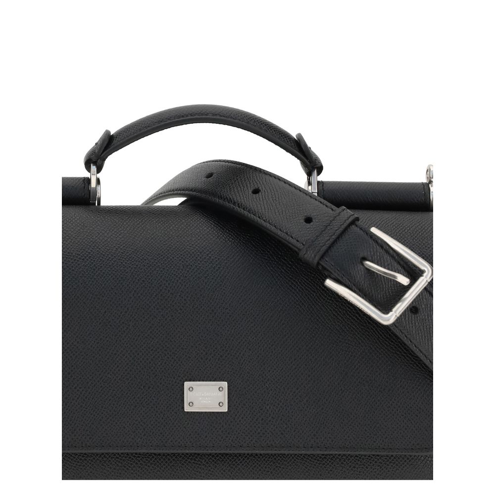 Dolce & Gabbana Black Calf Leather Bos Taurus Shoulder Bag | Regal Royce