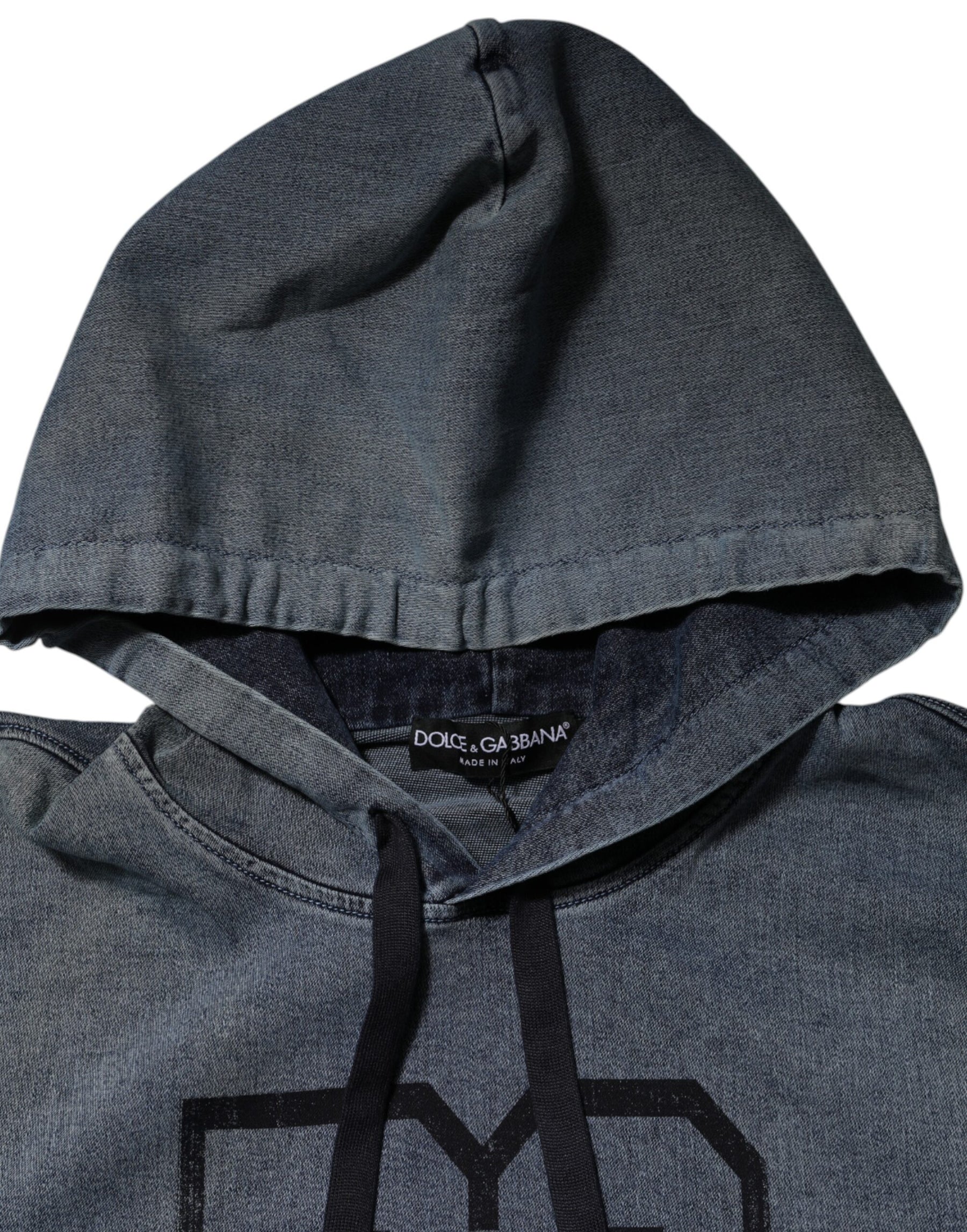 Dolce & Gabbana Blue Cotton Blend Hooded Sweatshirt Sweater | Regal Royce