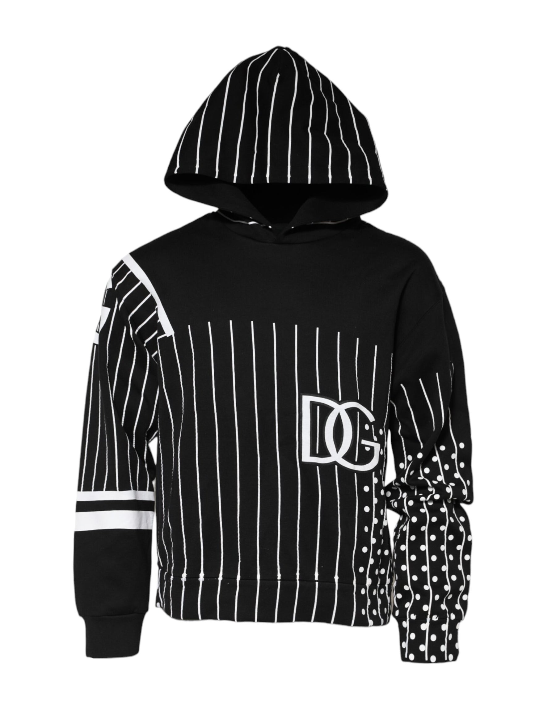 Dolce & Gabbana Black Stripes Hooded Men Sweatshirt Sweater | Regal Royce