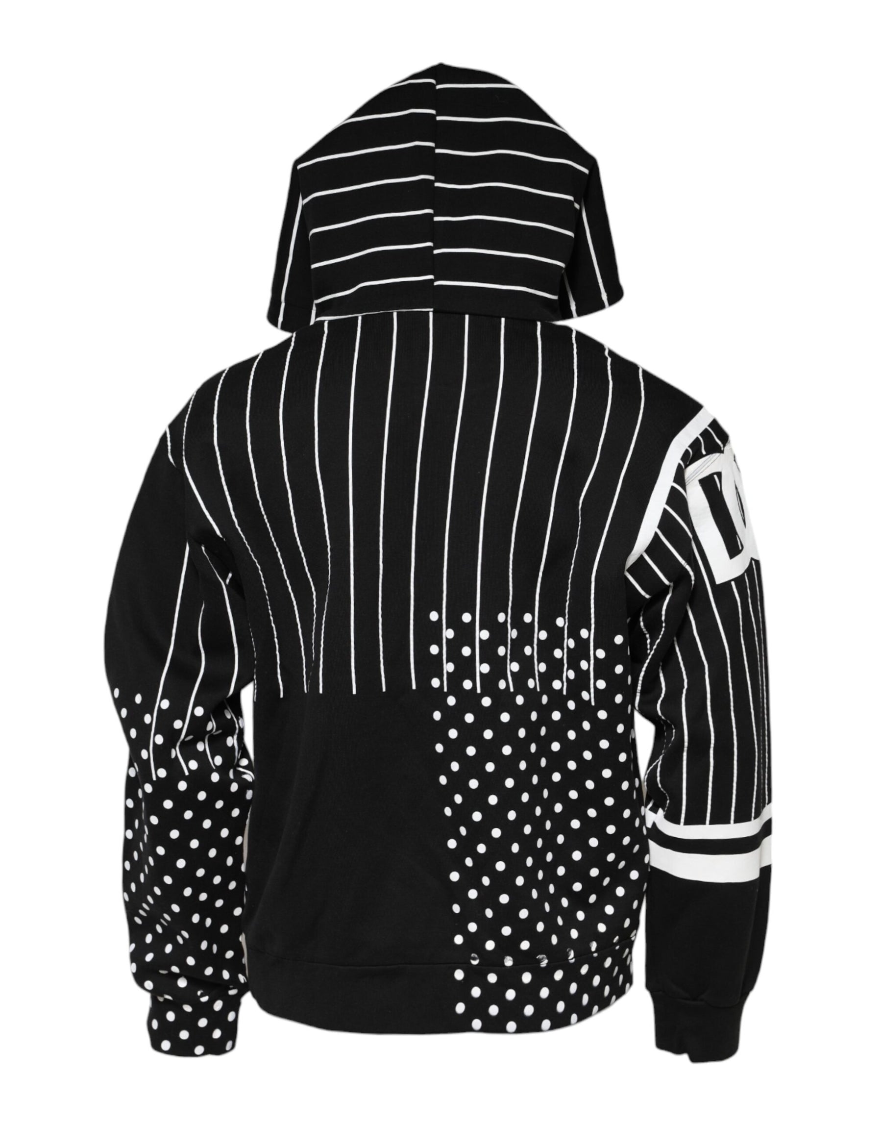 Dolce & Gabbana Black Stripes Hooded Men Sweatshirt Sweater | Regal Royce