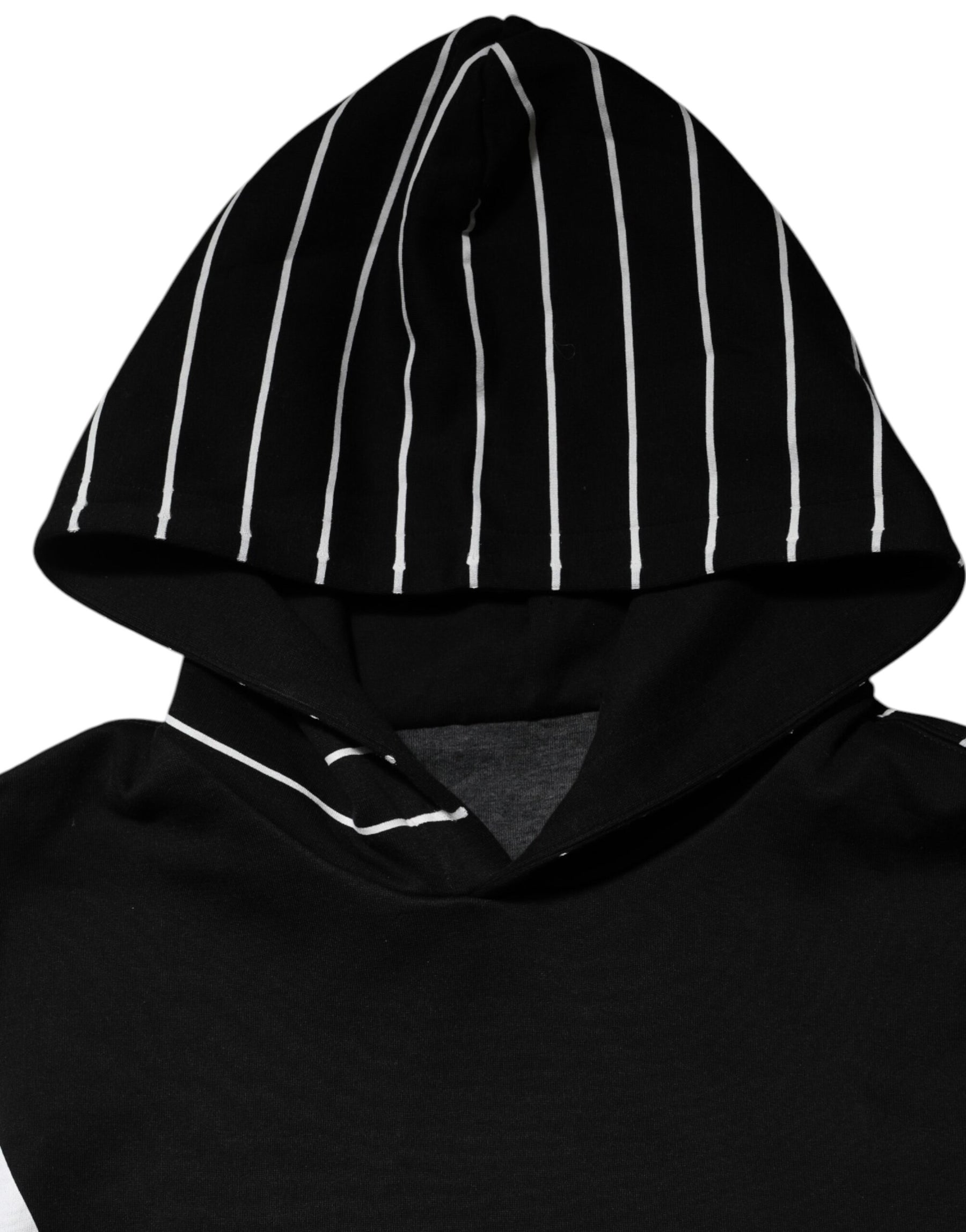 Dolce & Gabbana Black Stripes Hooded Men Sweatshirt Sweater | Regal Royce