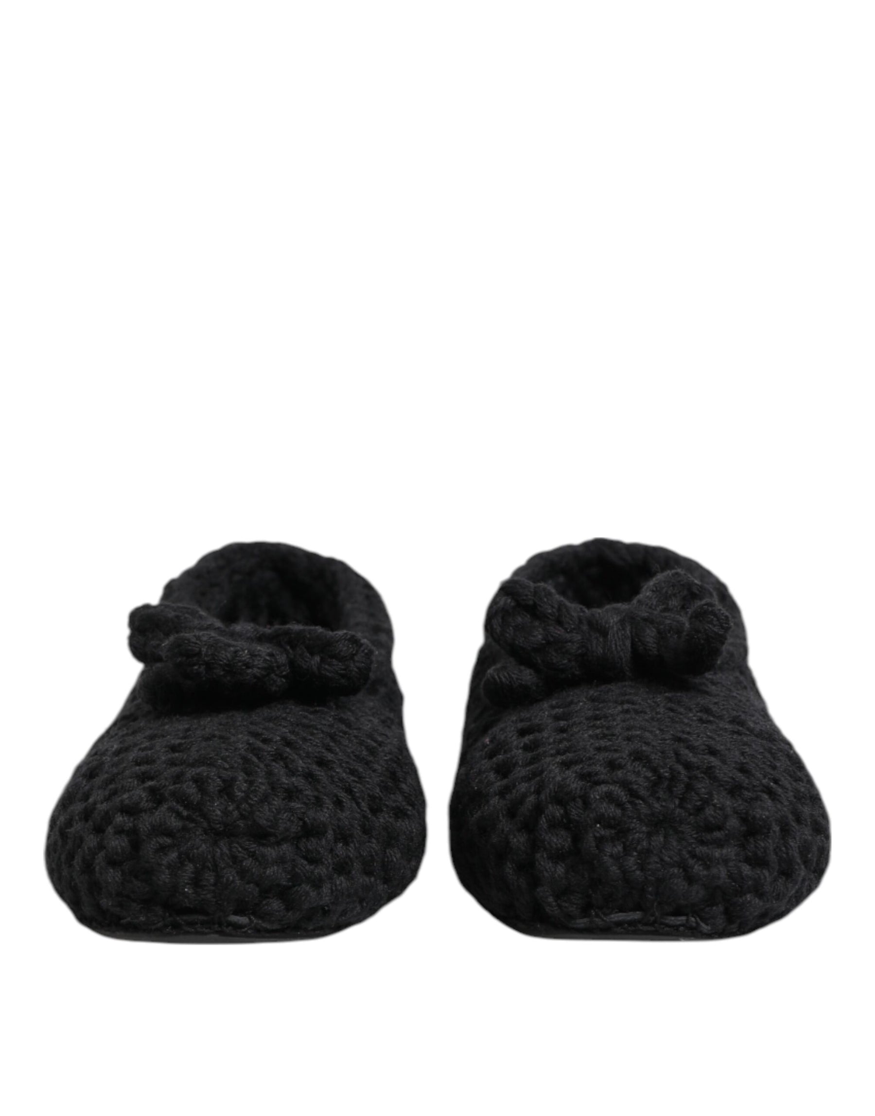 Dolce & Gabbana Black Wool Knit Slip On Ballerina Flats Shoes | Regal Royce