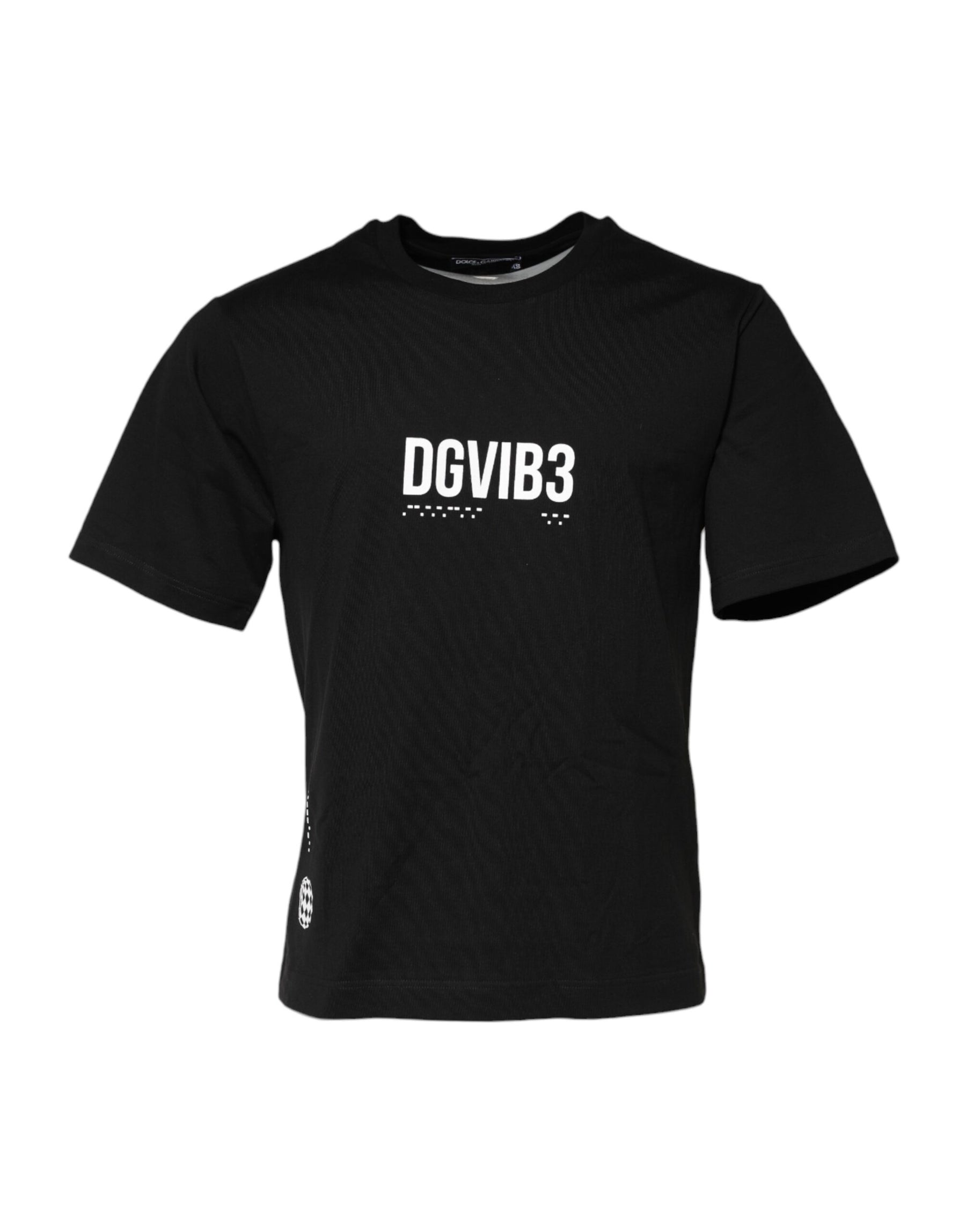 Dolce & Gabbana Black DG Vib3 Print Cotton Crew Neck T-shirt | Regal Royce