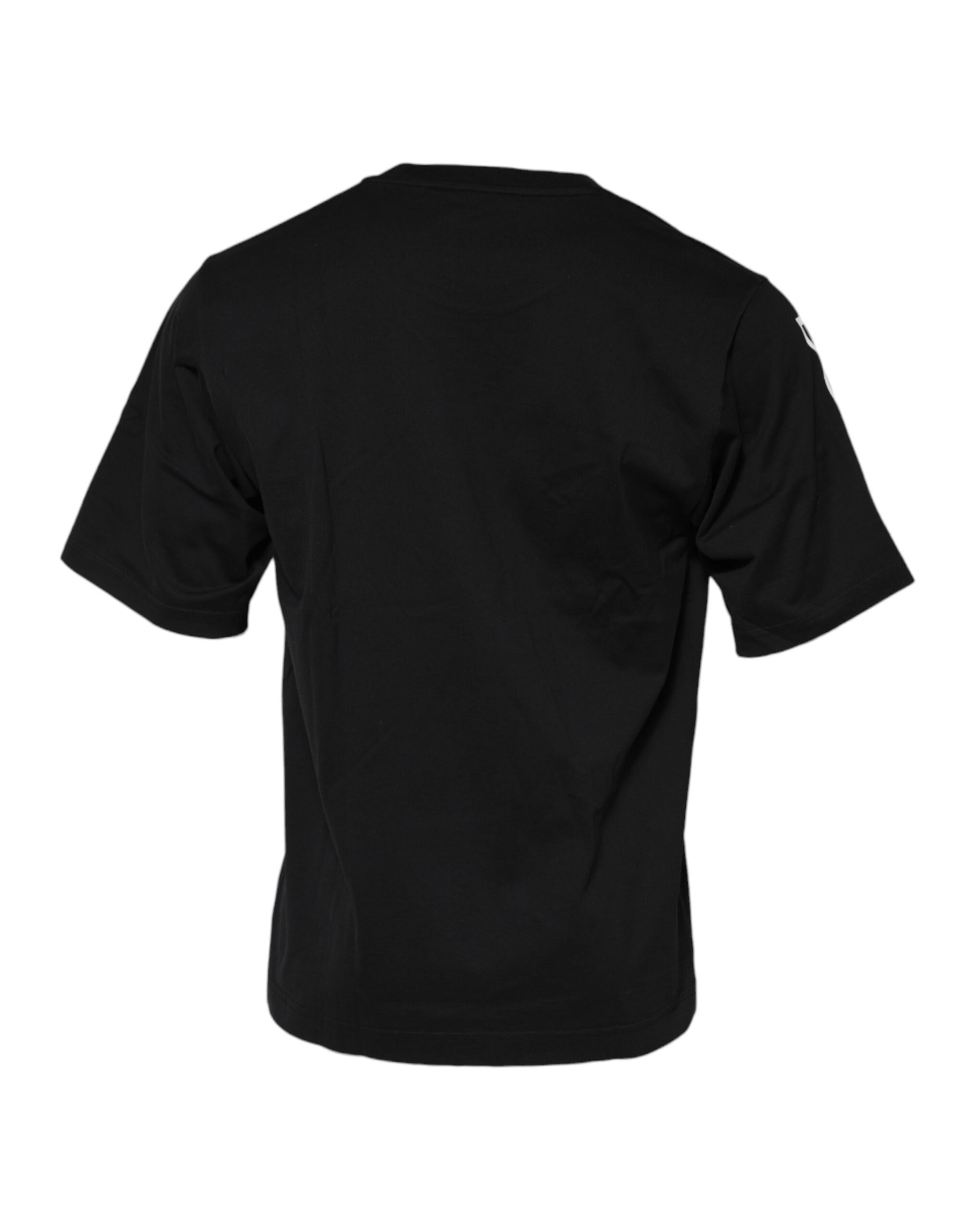 Dolce & Gabbana Black Logo Print Cotton Men Crew Neck T-shirt | Regal Royce