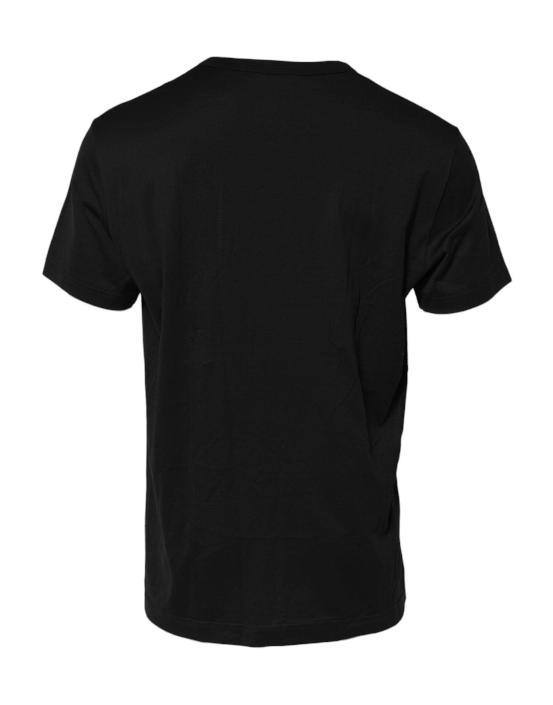 Dolce & Gabbana Black Embossed Logo Cotton Crew Neck T-shirt | Regal Royce