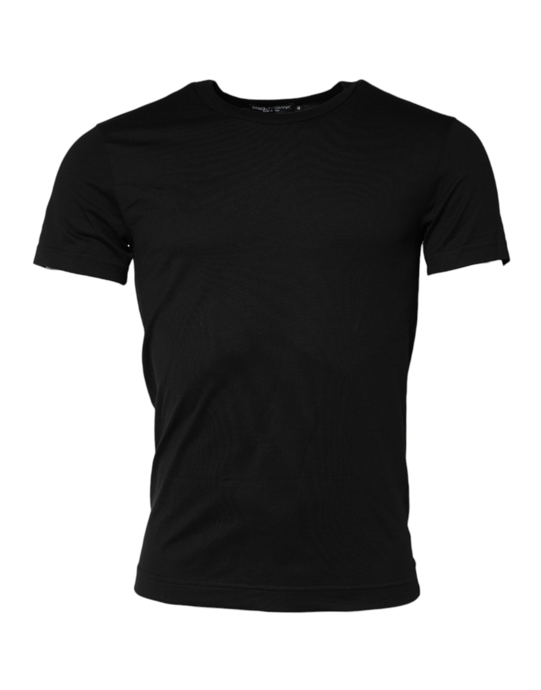 Dolce & Gabbana Black Cotton Crewneck Short Sleeves T-shirt | Regal Royce