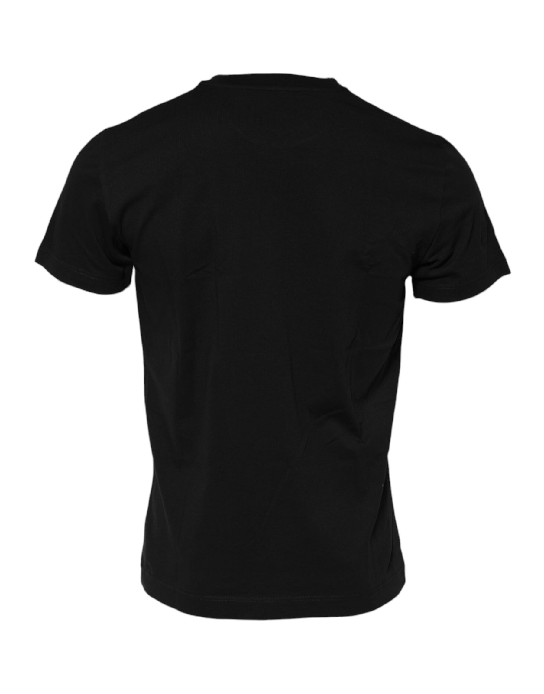 Dolce & Gabbana Black Cotton Crew Neck Short Sleeves T-shirt | Regal Royce