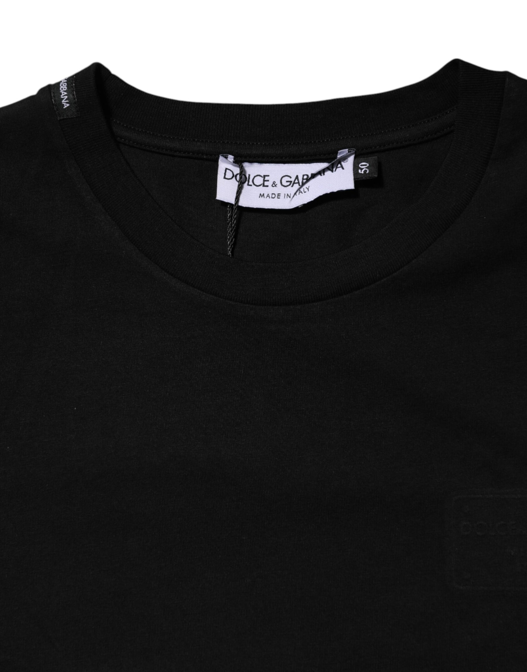 Dolce & Gabbana Black Cotton Crew Neck Short Sleeves T-shirt | Regal Royce