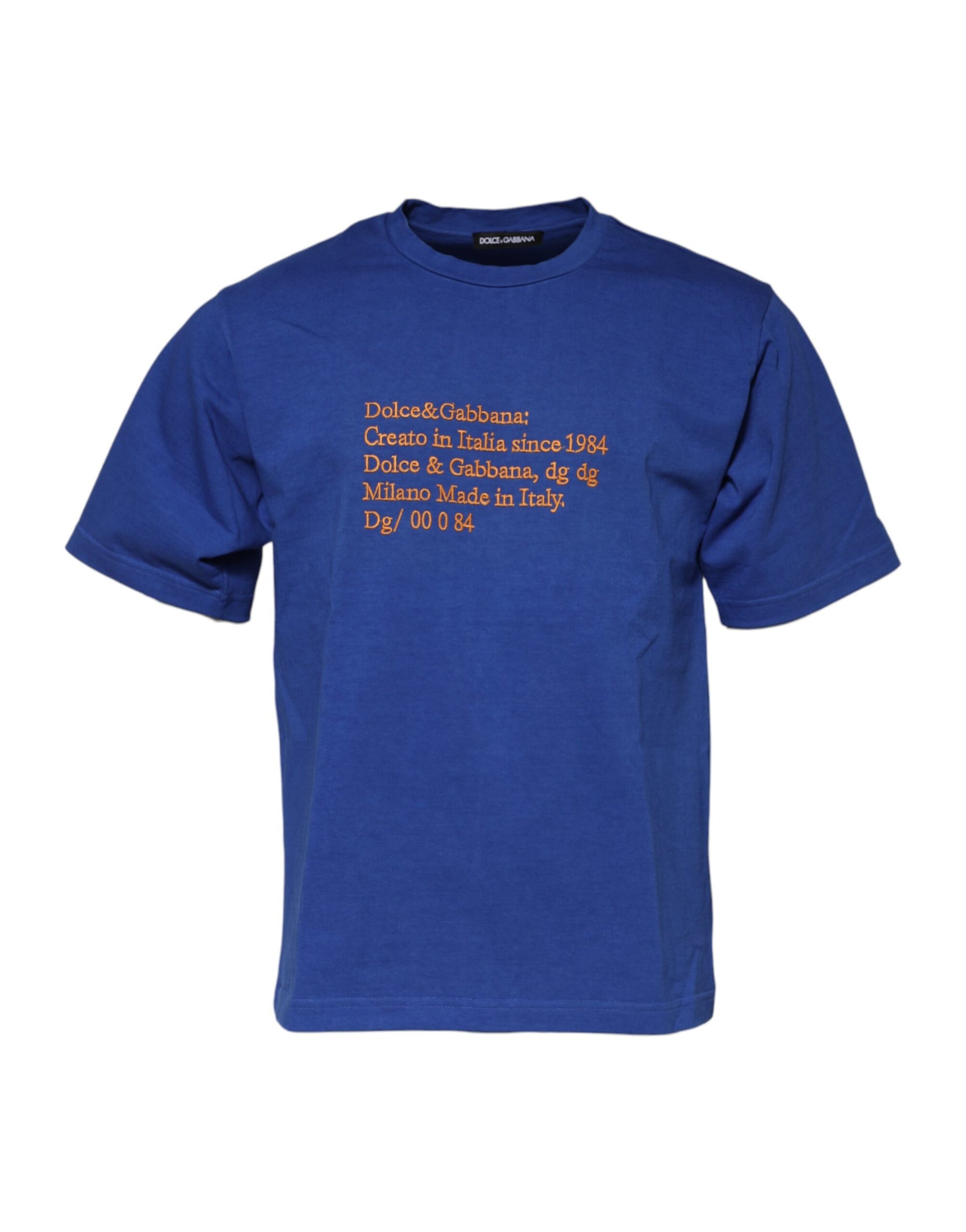 Dolce & Gabbana Blue Logo Graphic Cotton Crew Neck T-shirt | Regal Royce