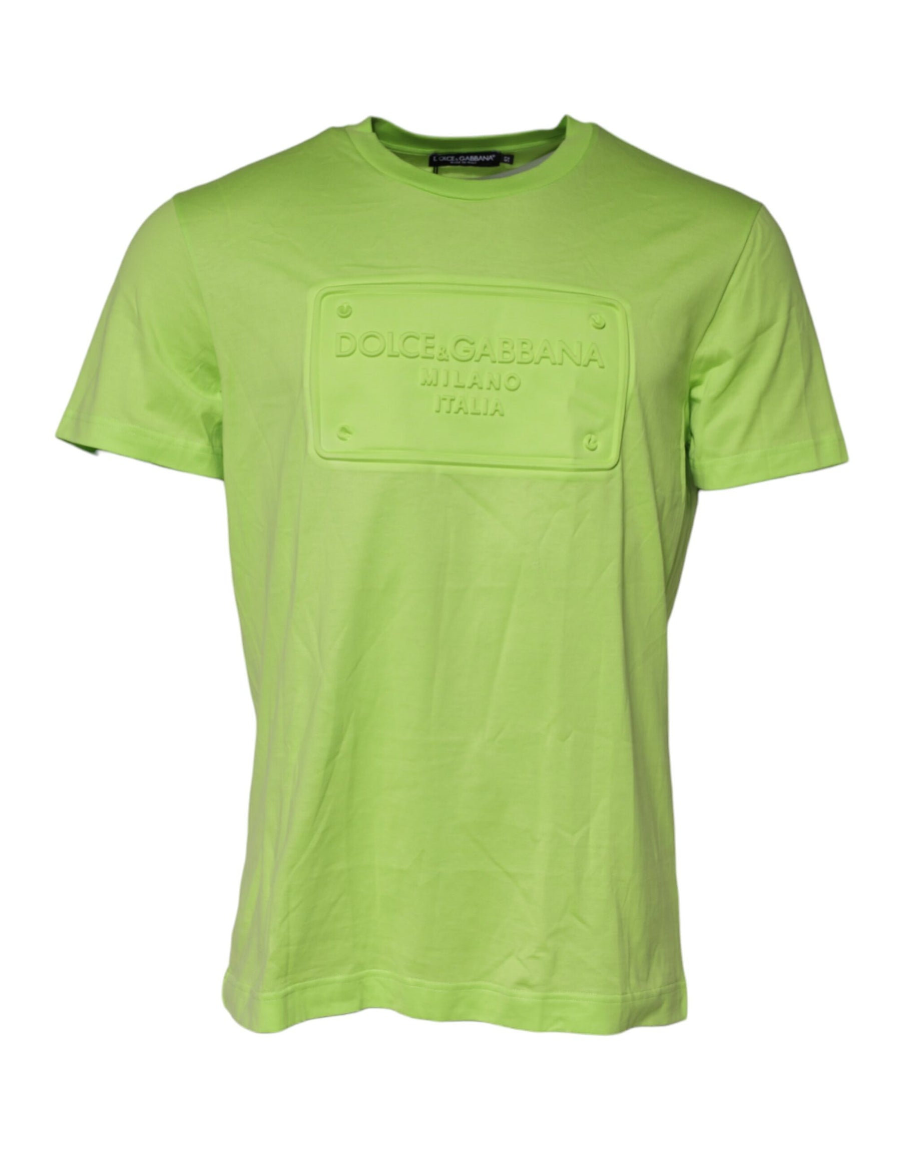 Dolce & Gabbana Green Embossed Logo Cotton Crew Neck T-shirt | Regal Royce