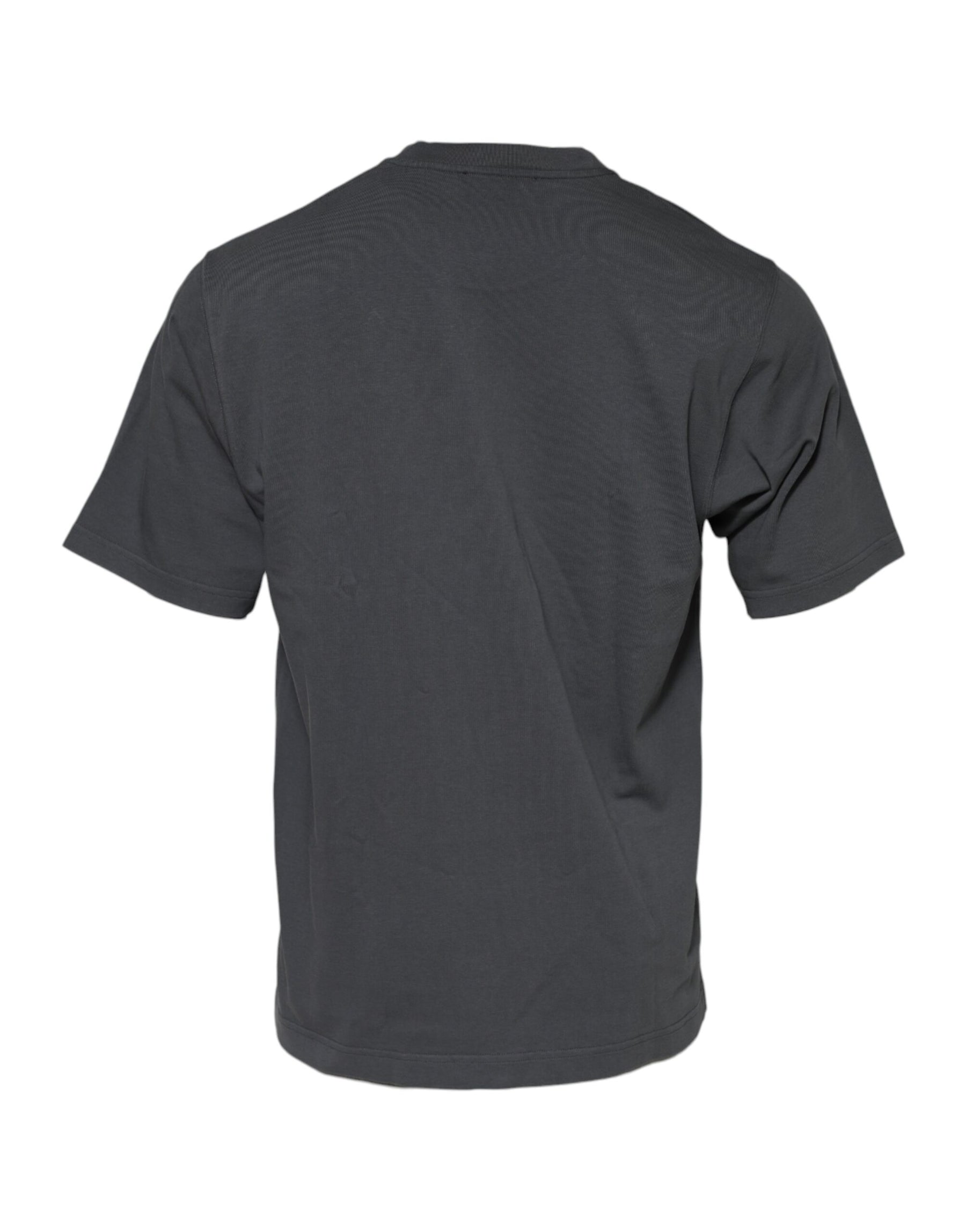 Dolce & Gabbana Gray Logo Graphic Cotton Crew Neck T-shirt | Regal Royce