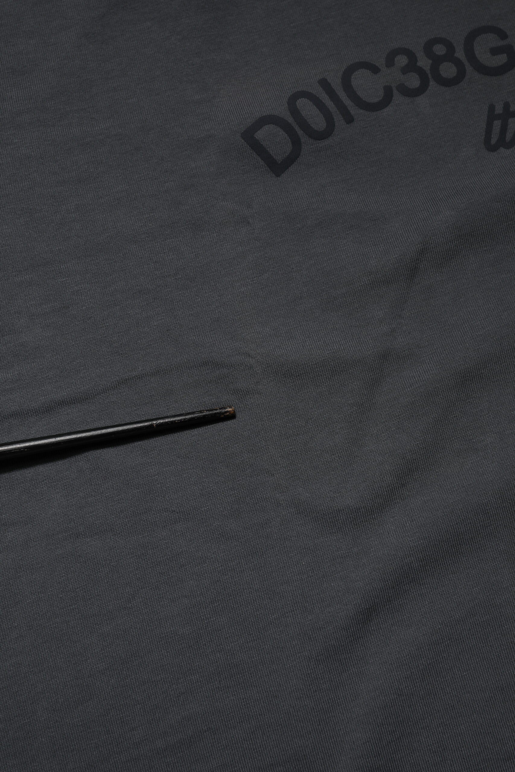 Dolce & Gabbana Gray Logo Graphic Cotton Crew Neck T-shirt | Regal Royce