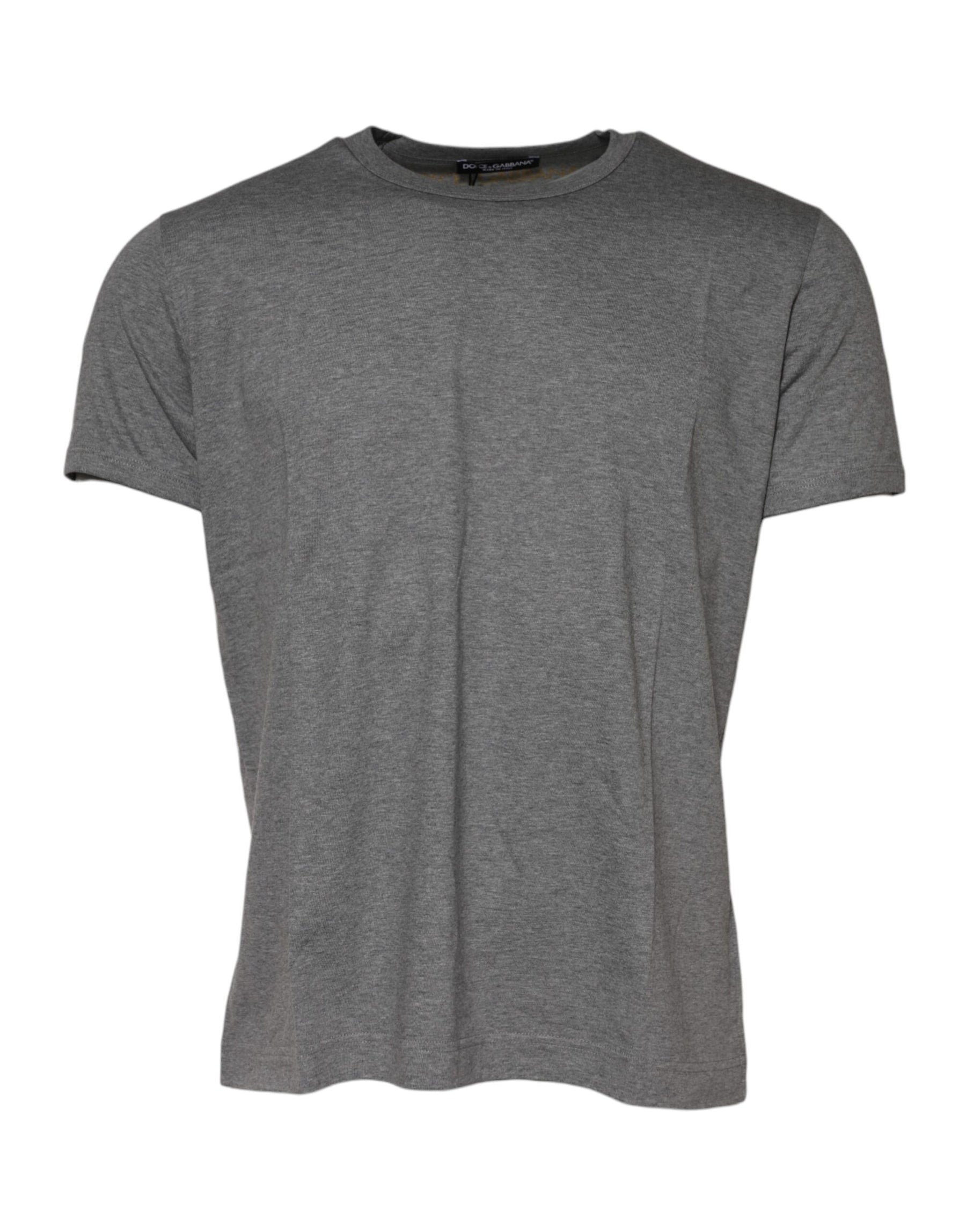 Dolce & Gabbana Gray Cotton Crew Neck Short Sleeves T-shirt | Regal Royce