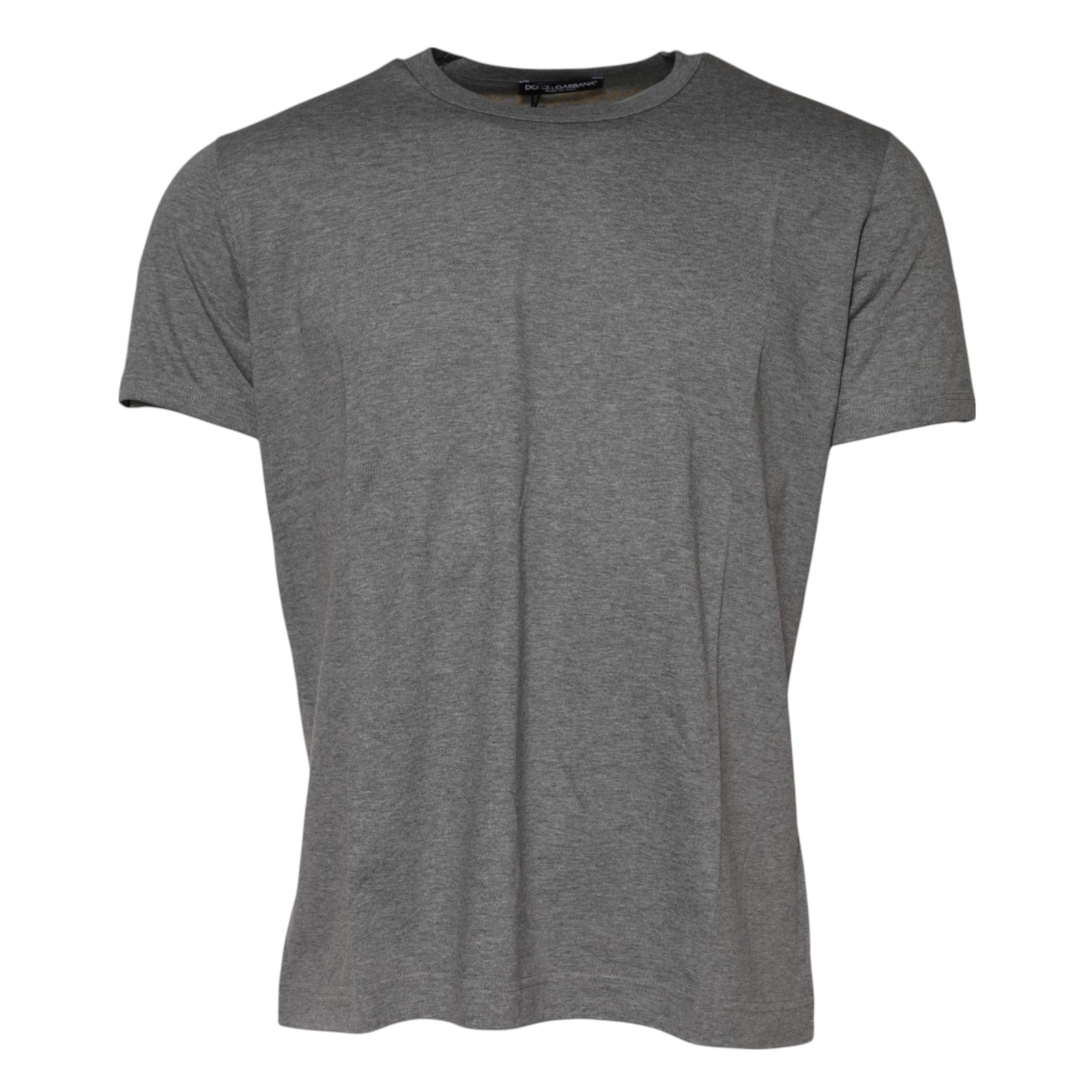 Dolce & Gabbana Gray Cotton Crew Neck Short Sleeves T-shirt | Regal Royce