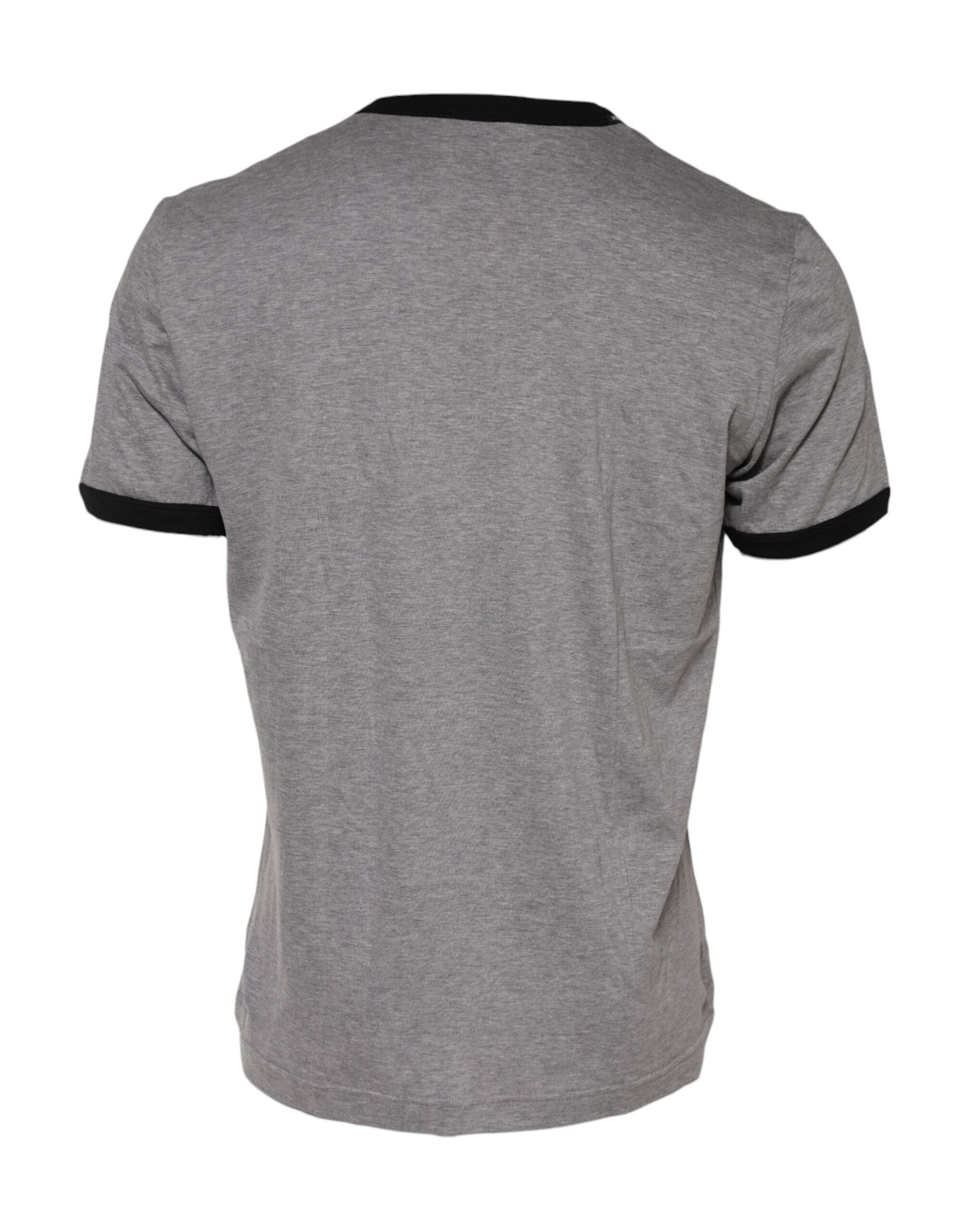 Dolce & Gabbana Gray Sacred Heart Cotton Crew Neck T-shirt | Regal Royce