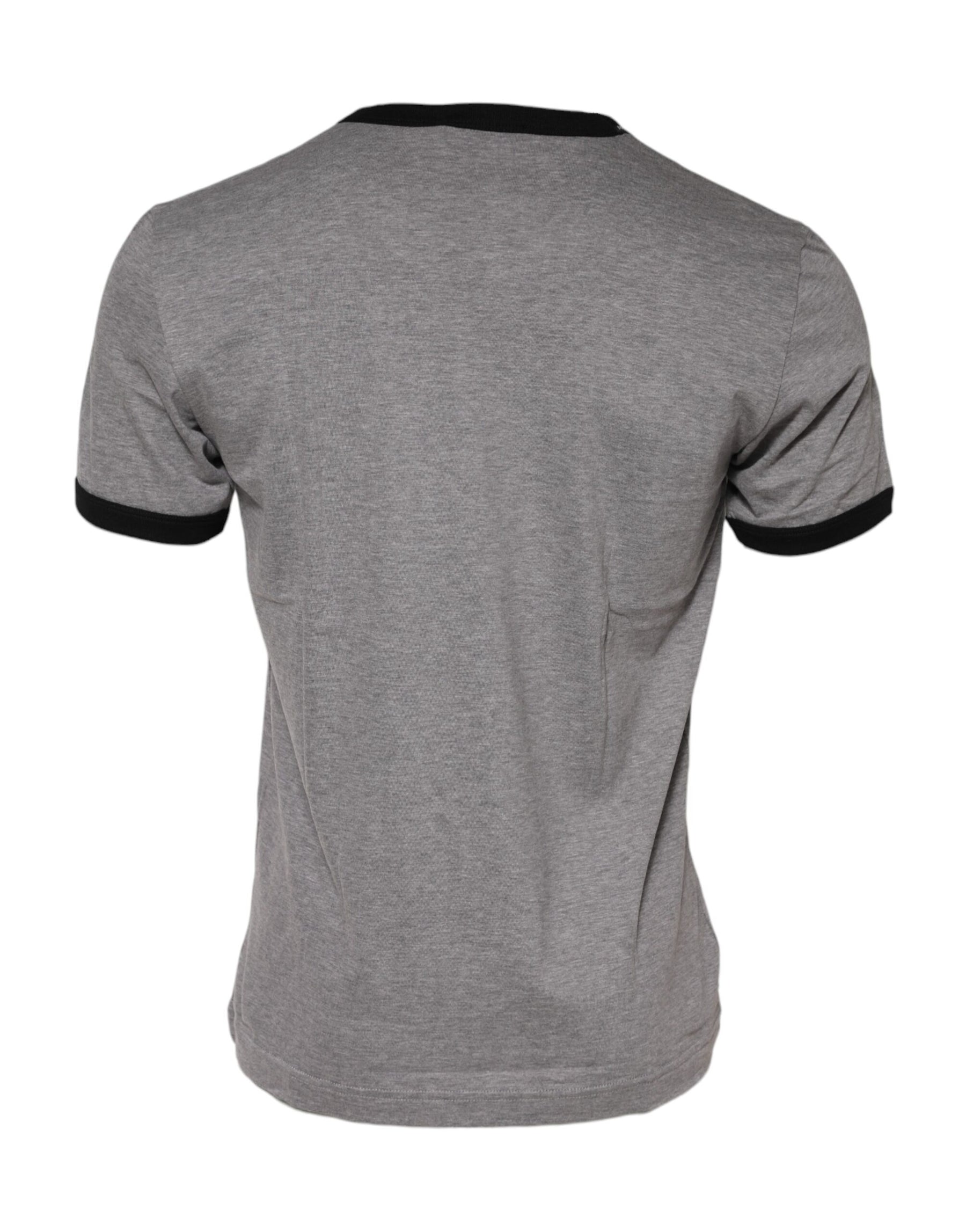 Dolce & Gabbana Gray Sacred Heart Cotton Crew Neck T-shirt | Regal Royce