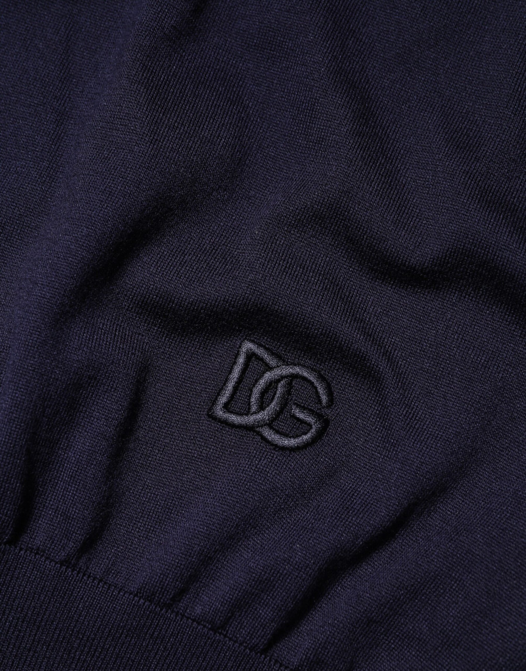 Dolce & Gabbana Dark Blue Silk Crew Neck Short Sleeves T-shirt | Regal Royce