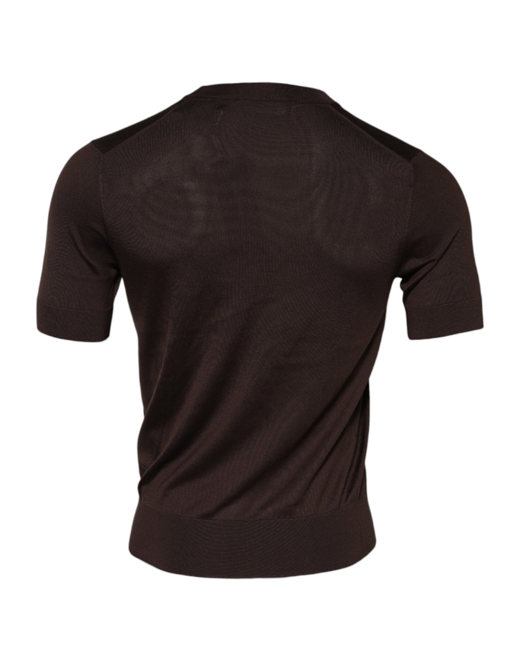 Dolce & Gabbana Brown Silk Crew Neck Short Sleeves T-shirt | Regal Royce