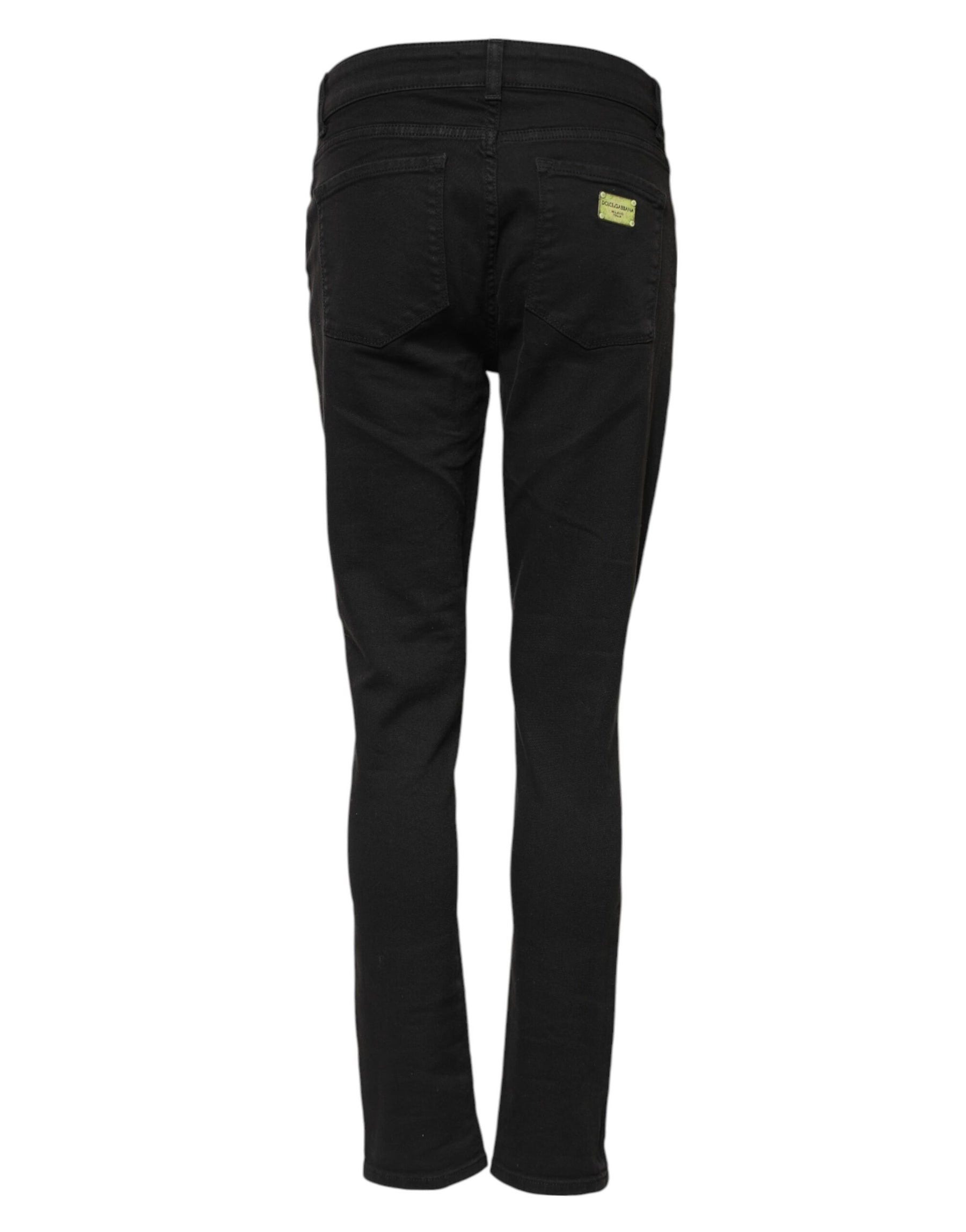 Dolce & Gabbana Black Cotton Skinny Mid Waist Denim Jeans | Regal Royce