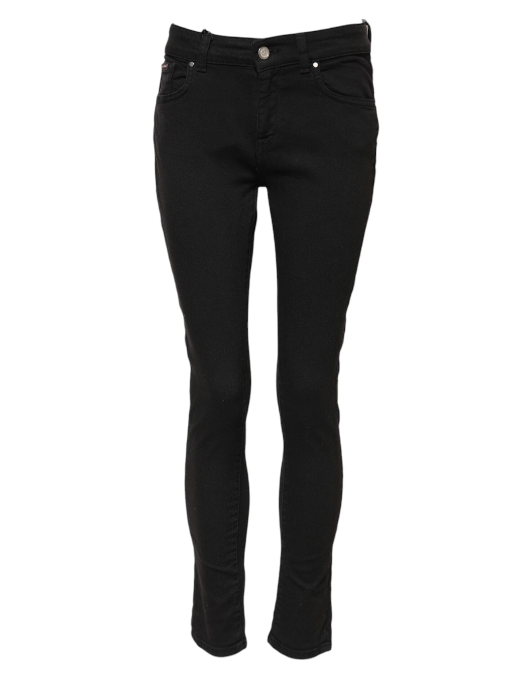 Dolce & Gabbana Black Cotton Skinny Mid Waist Denim Jeans | Regal Royce