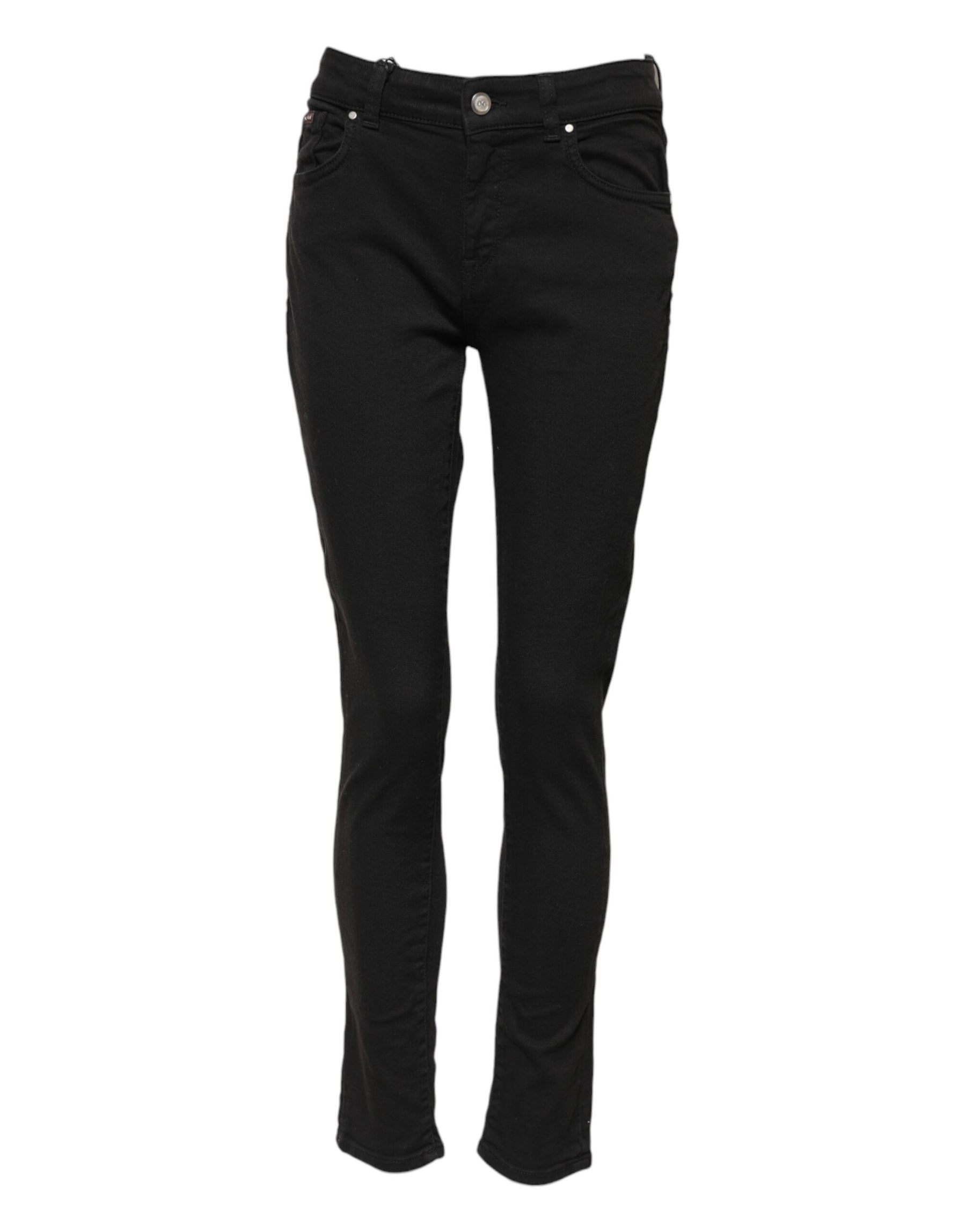 Dolce & Gabbana Black Cotton Skinny Mid Waist Denim Jeans | Regal Royce