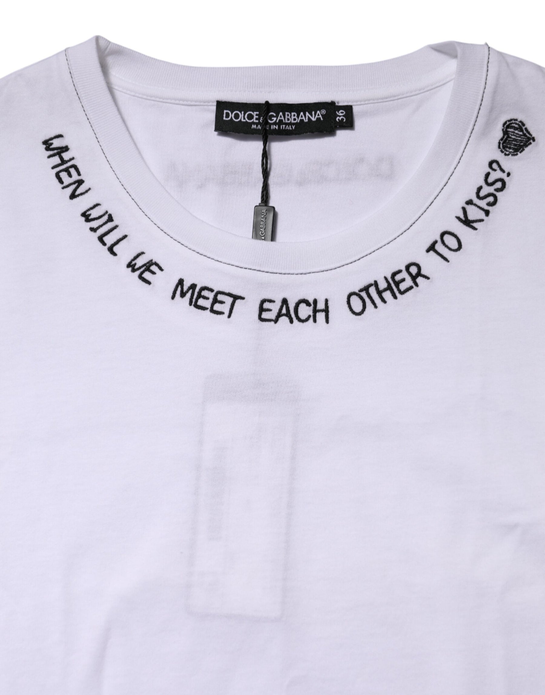 Dolce & Gabbana White Cotton Sleeveless Printed Tank T-shirt | Regal Royce