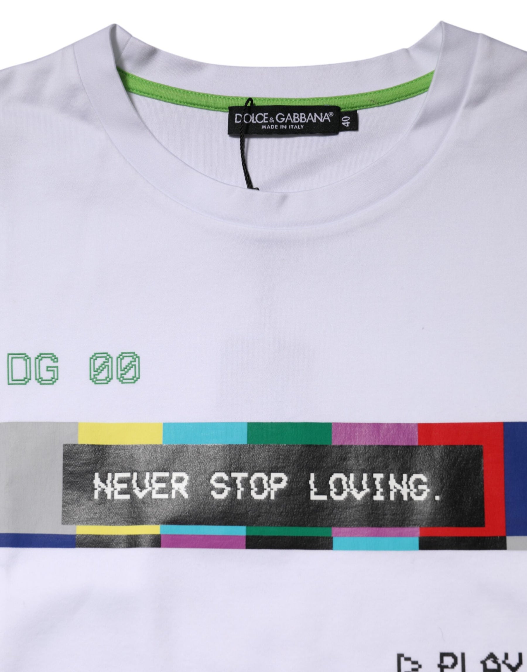 Dolce & Gabbana White Cotton Printed Short Sleeves T-shirt | Regal Royce